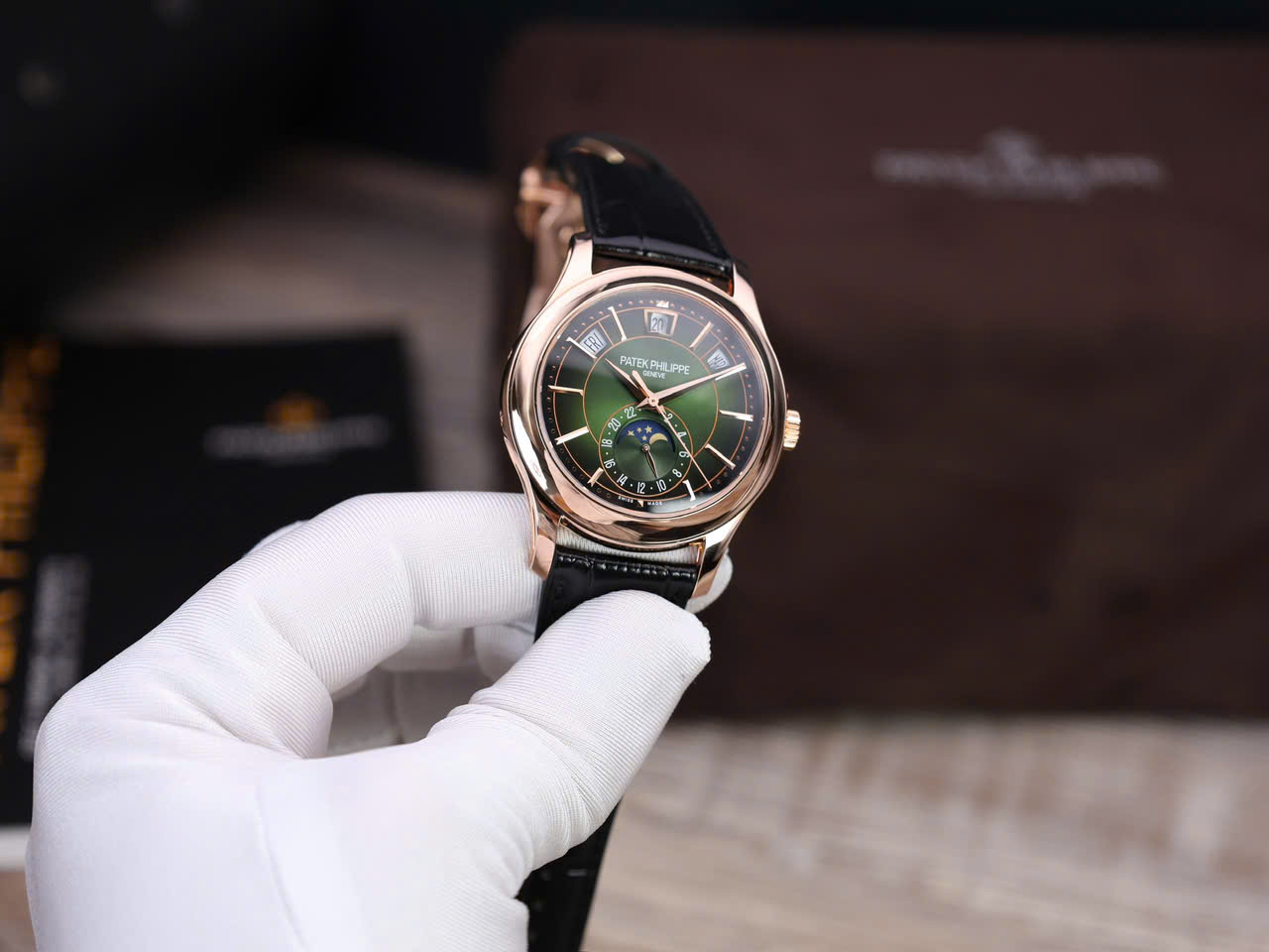 Patek Philippe 5205R Green Dial Replica Watch 18K Gold Wapped Custom 40mm - Top club
