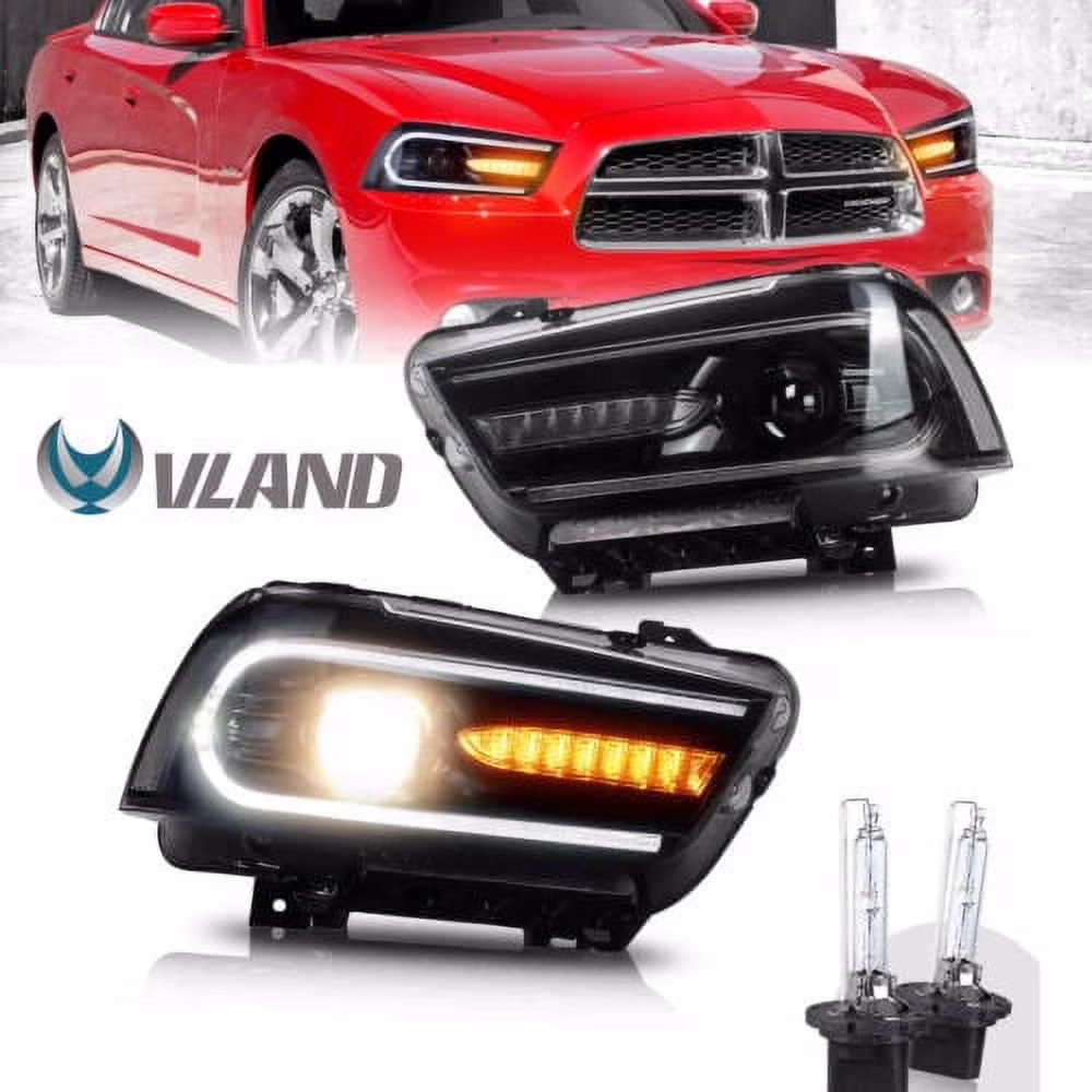 VLAND for Dodge Charger 2011 2012 2013 2014 Dual Beam Projector Headlights Replacement Assembly - Image 9