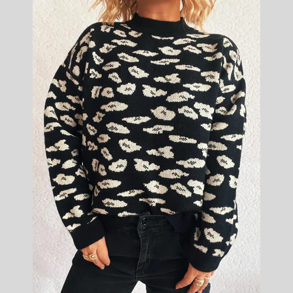 Long Sleeve Mock Neck Knit Sweater - ZKZOOK