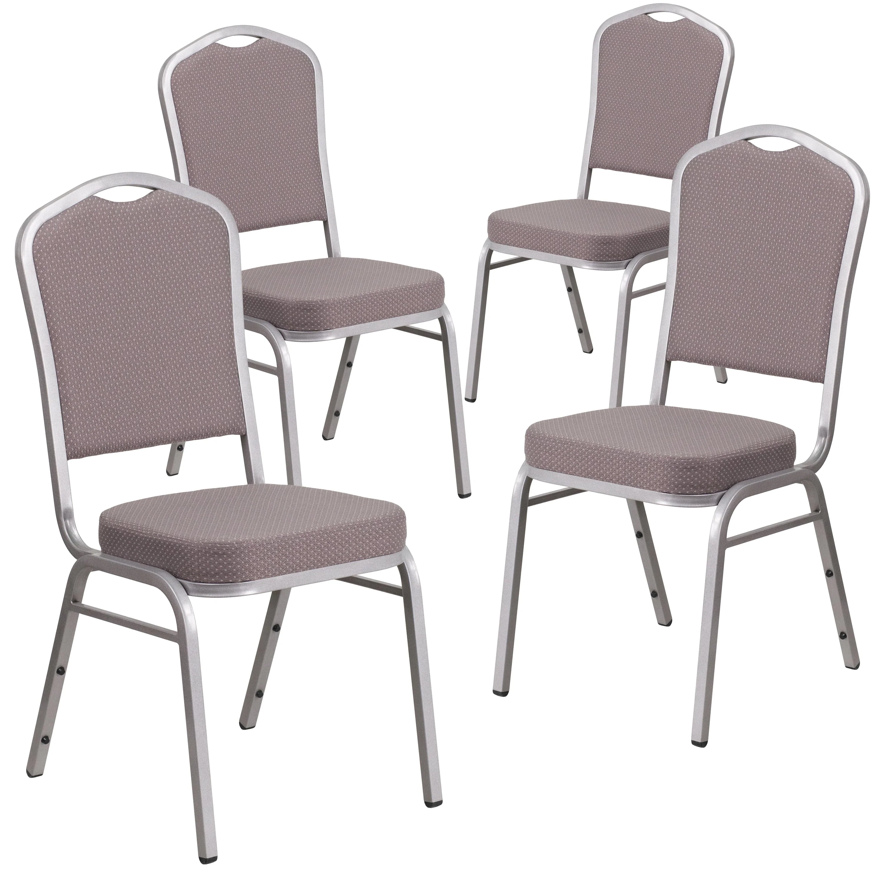 Flash Furniture 4 Pack HERCULES Series Crown Back Stacking Banquet Chair in Black Patterned Fabric - Gold Vein Frame - Image 27