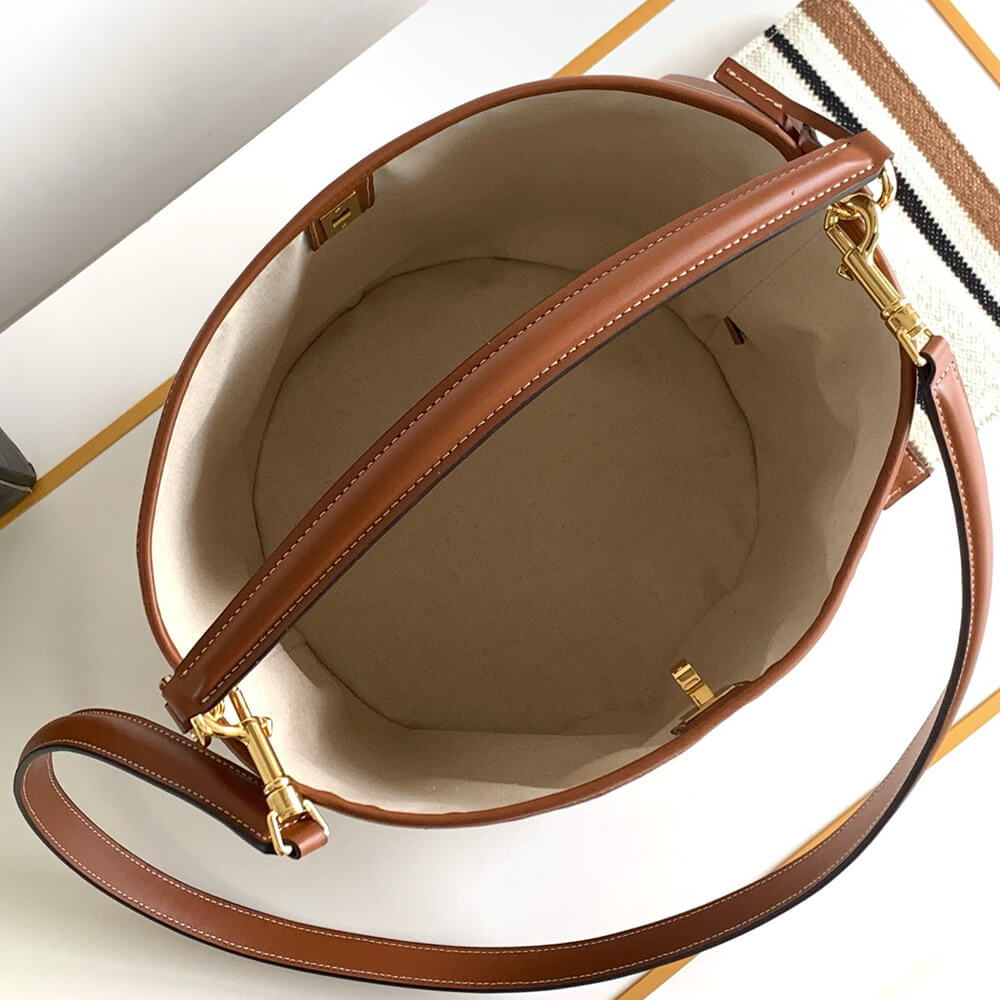 Celine Bucket 16 Bag in Striped Textile With Celine Jacquard1:1High-quality replica