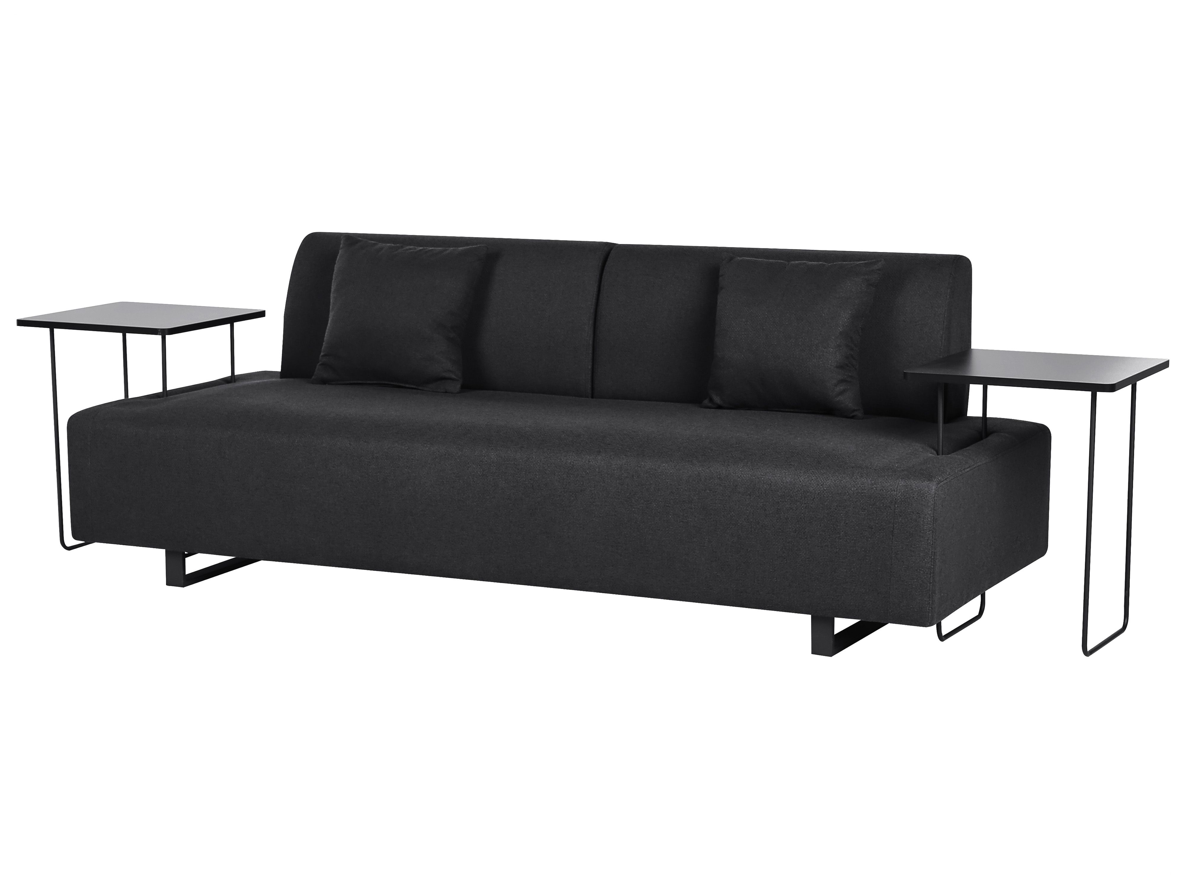 Sofa 3 Seater SOKNA Fabric Black with Tables