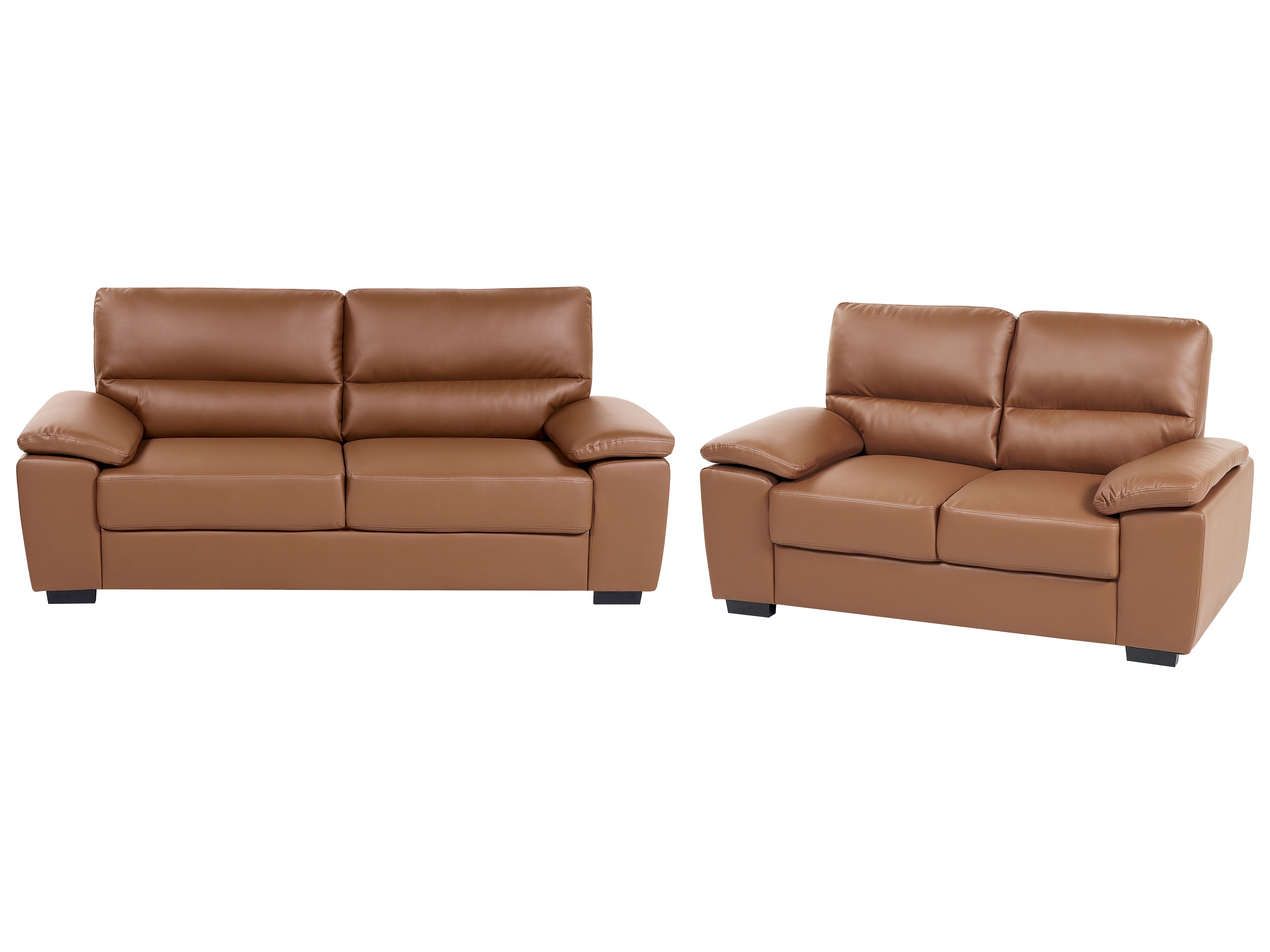 Living Room Set 5 Seater VOGAR Faux Leather Golden Brown