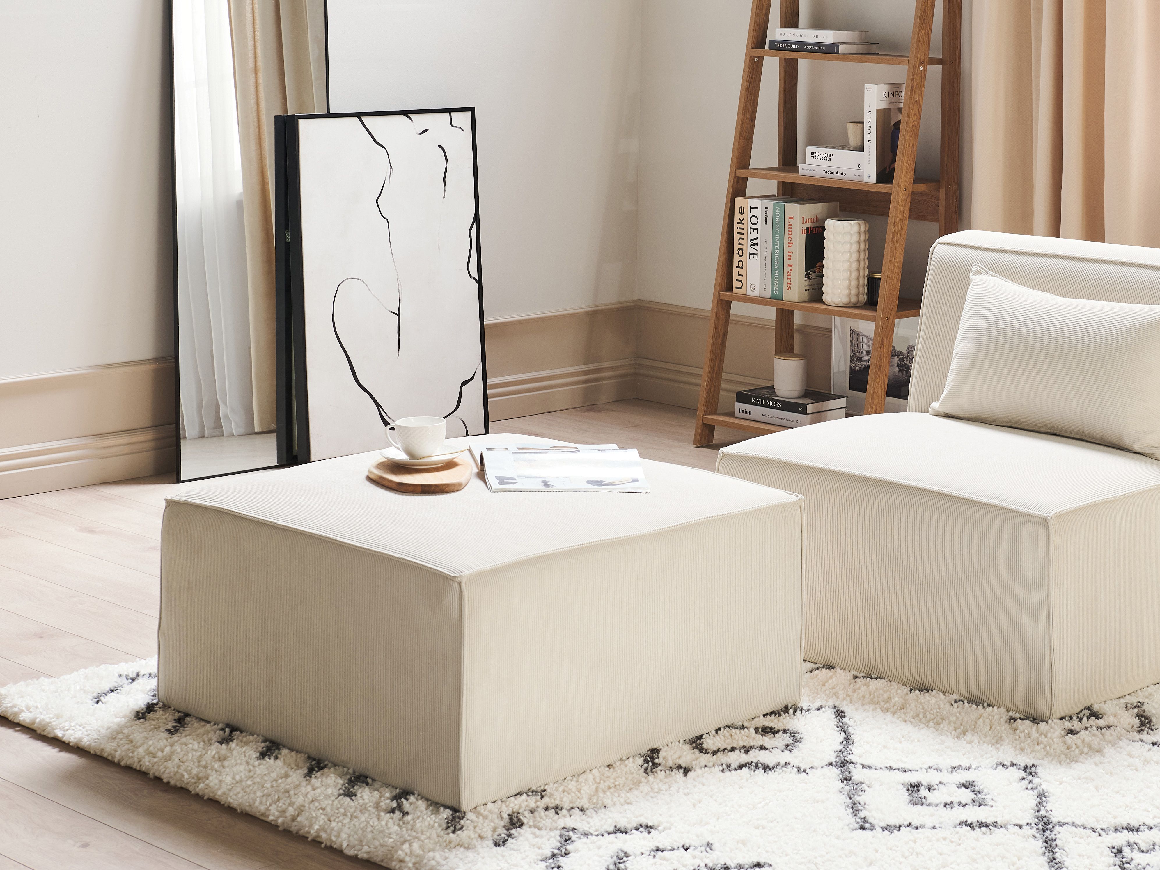 Ottoman LEMVIG Corduroy Light Beige