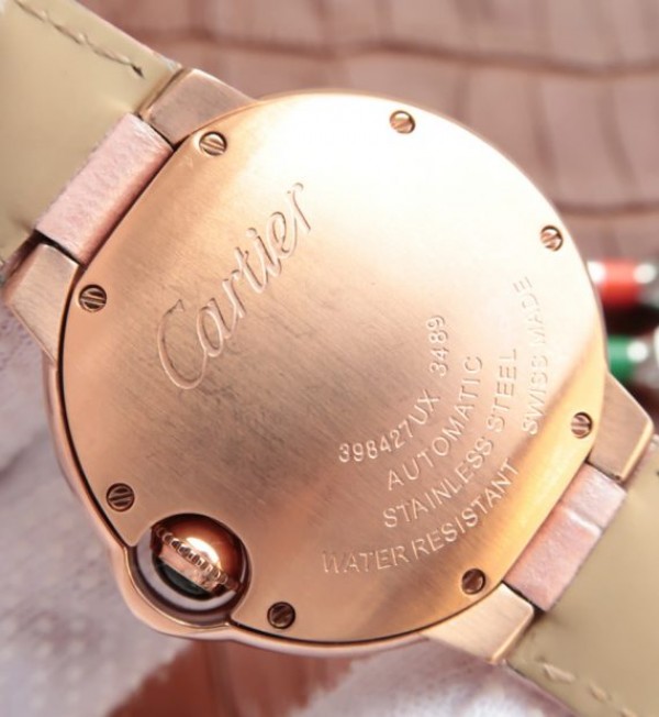 Replica Cartier Ballon Bleu 33mm RG White Dial Leather Strap Ronda Quartz - Top club
