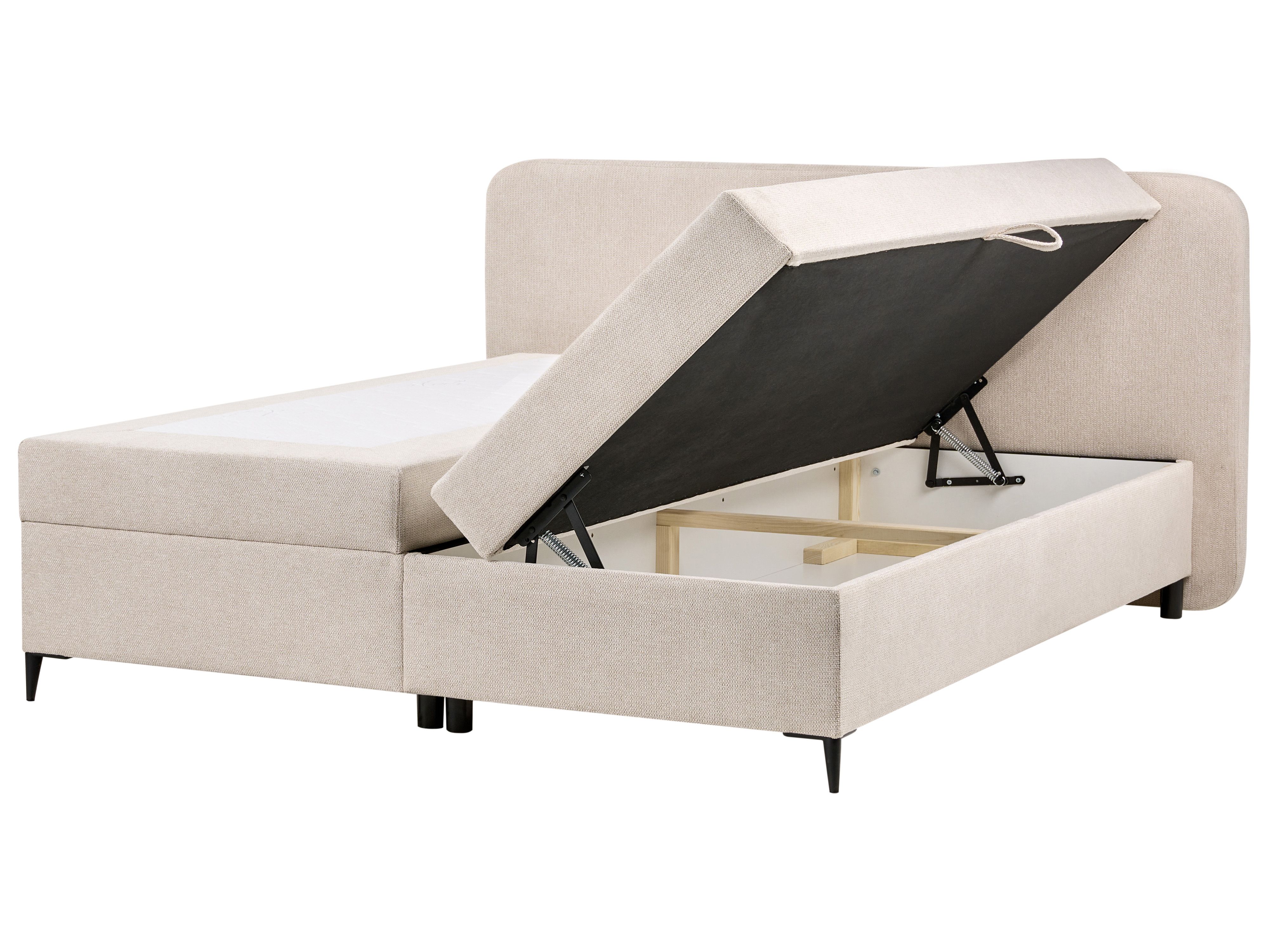 Divan Bed with Storage Fabric REGENT 180 x 200 cm (EU Super King) Light Beige