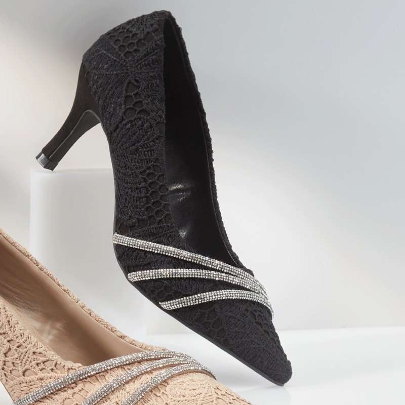 Lace Pump With Rhinestone Rope - MIDNIGHT VELVET CATALOG