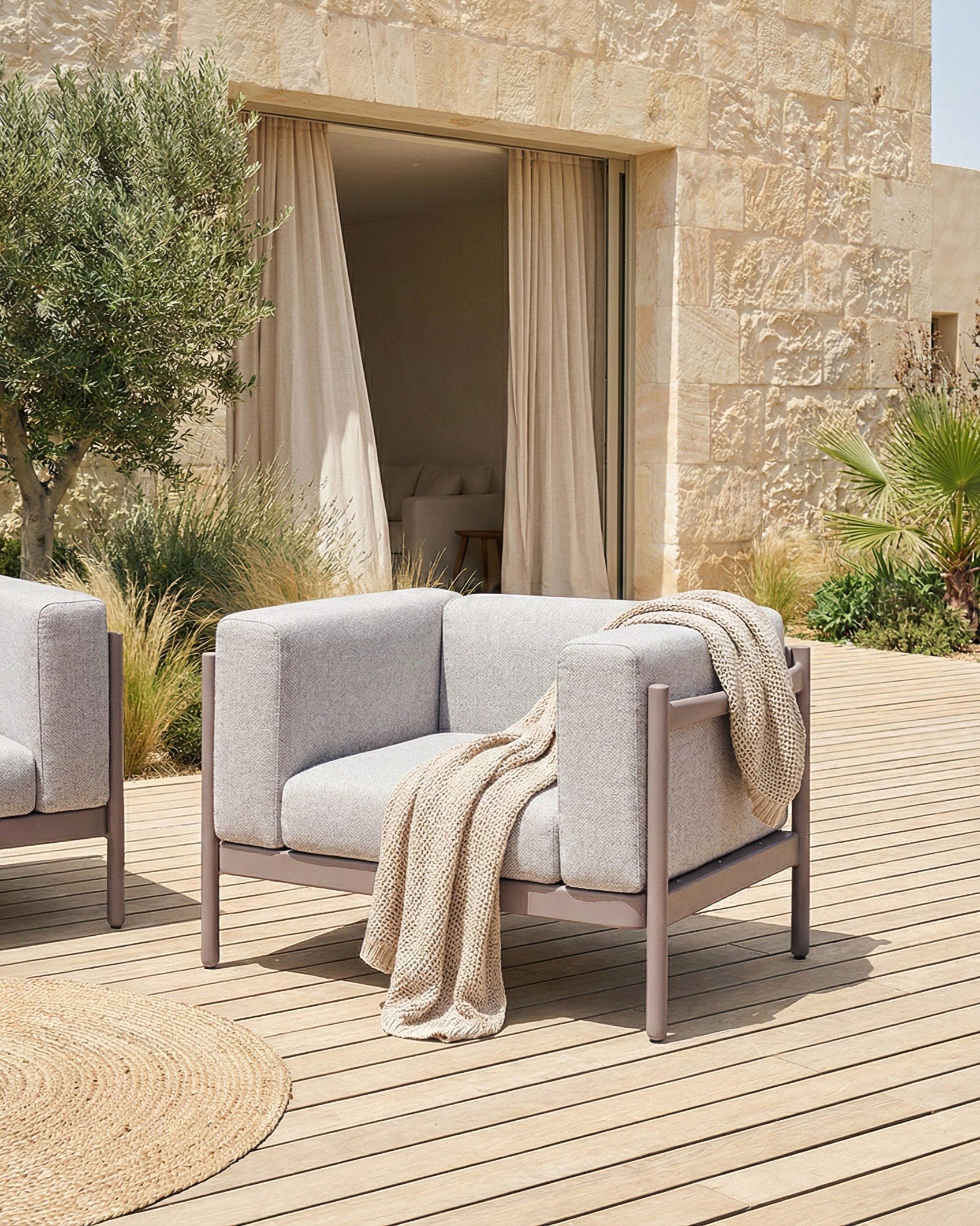 Set of 2 Garden Armchairs FERRETTI Taupe