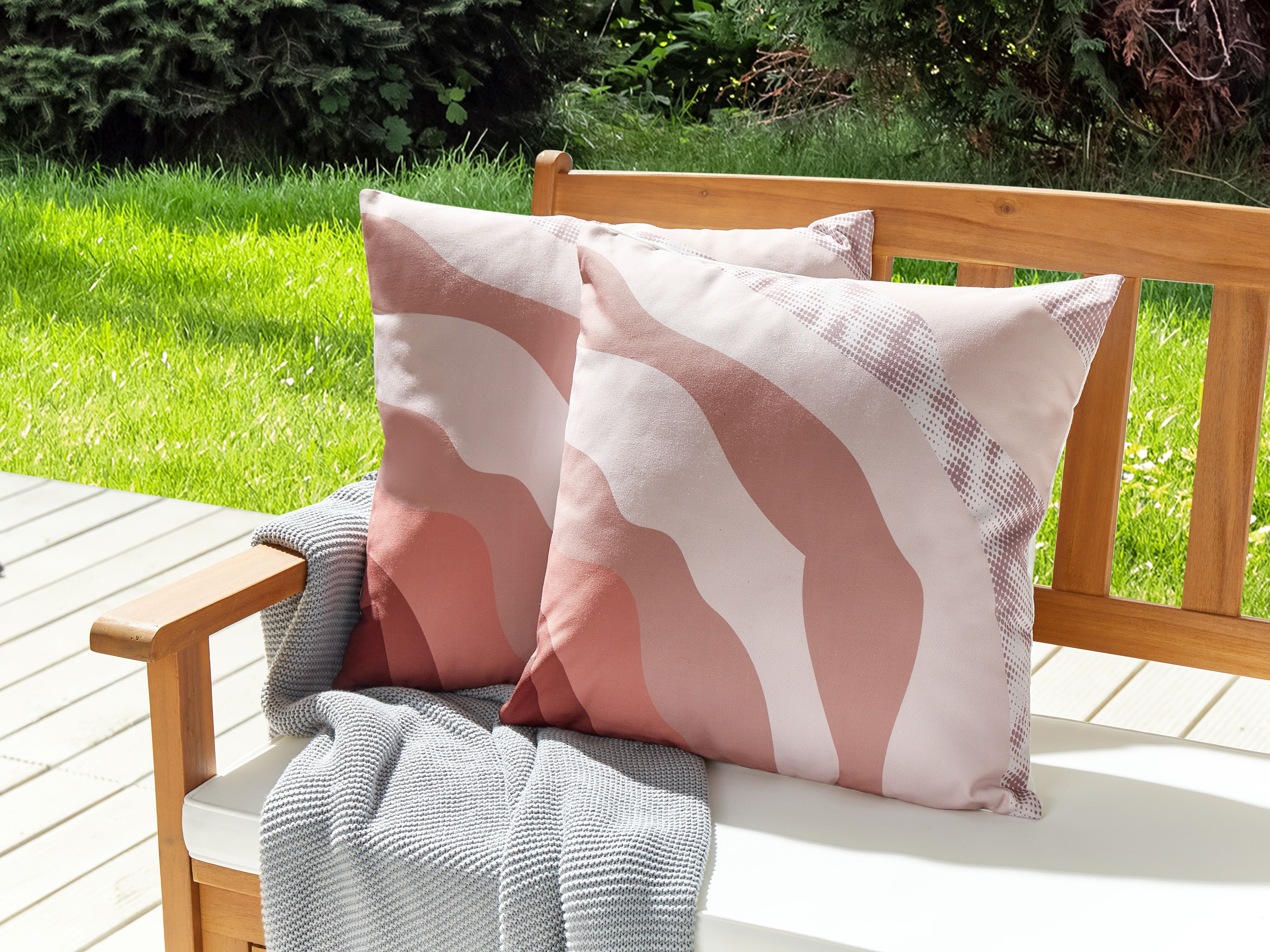 Set of 2 Outdoor Cushions CAMPEI Abstract Pattern 45 x 45 cm Pink