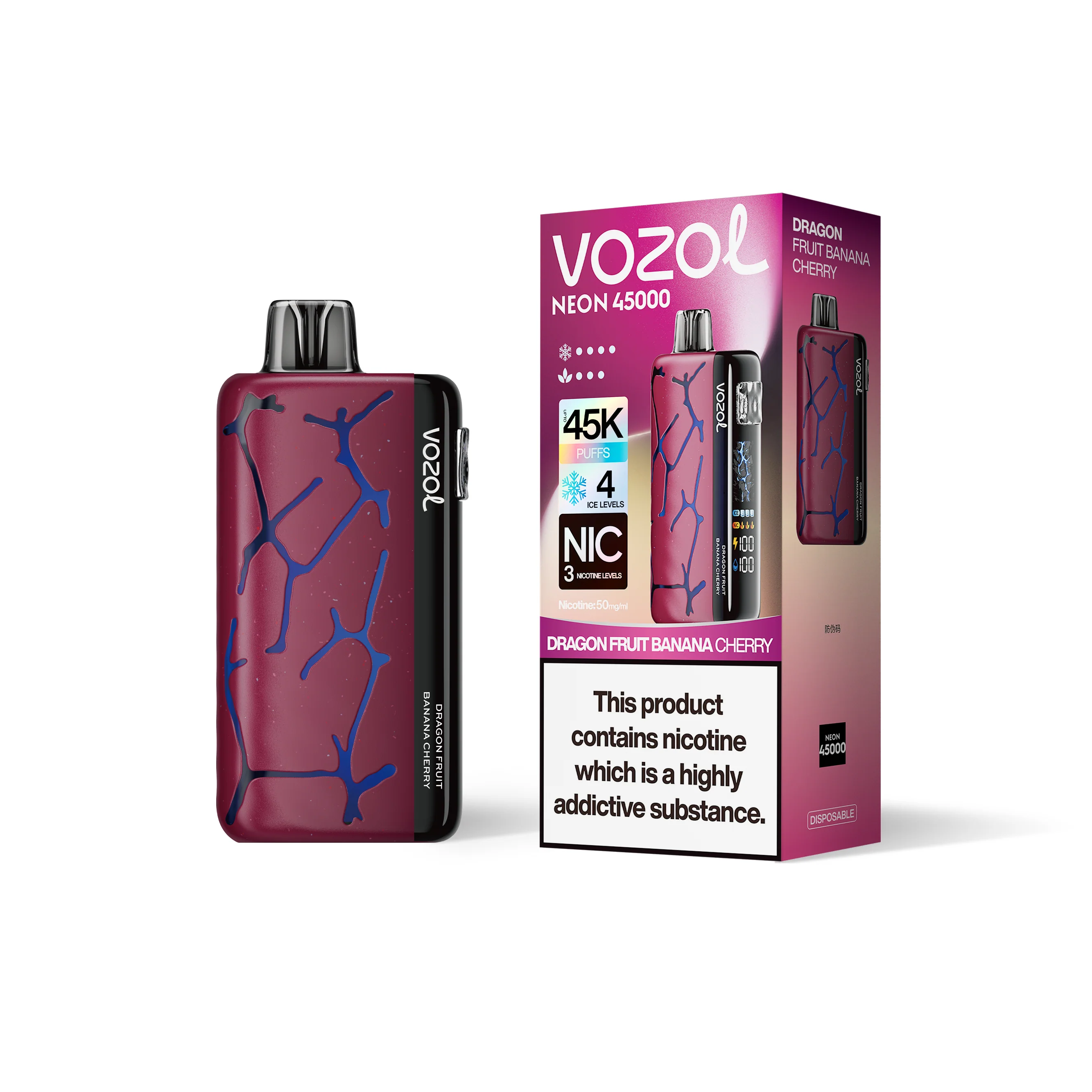 VOZOL NEON 45K jednorazowy e-papieros (wszystkie smaki)
