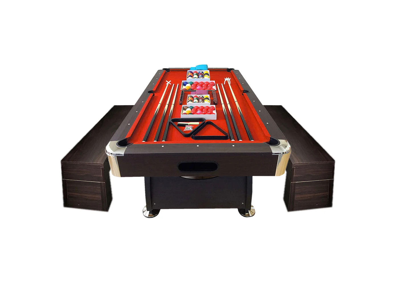 Table de Billard 8 Pieds avec bancs de rangement – Viper Red