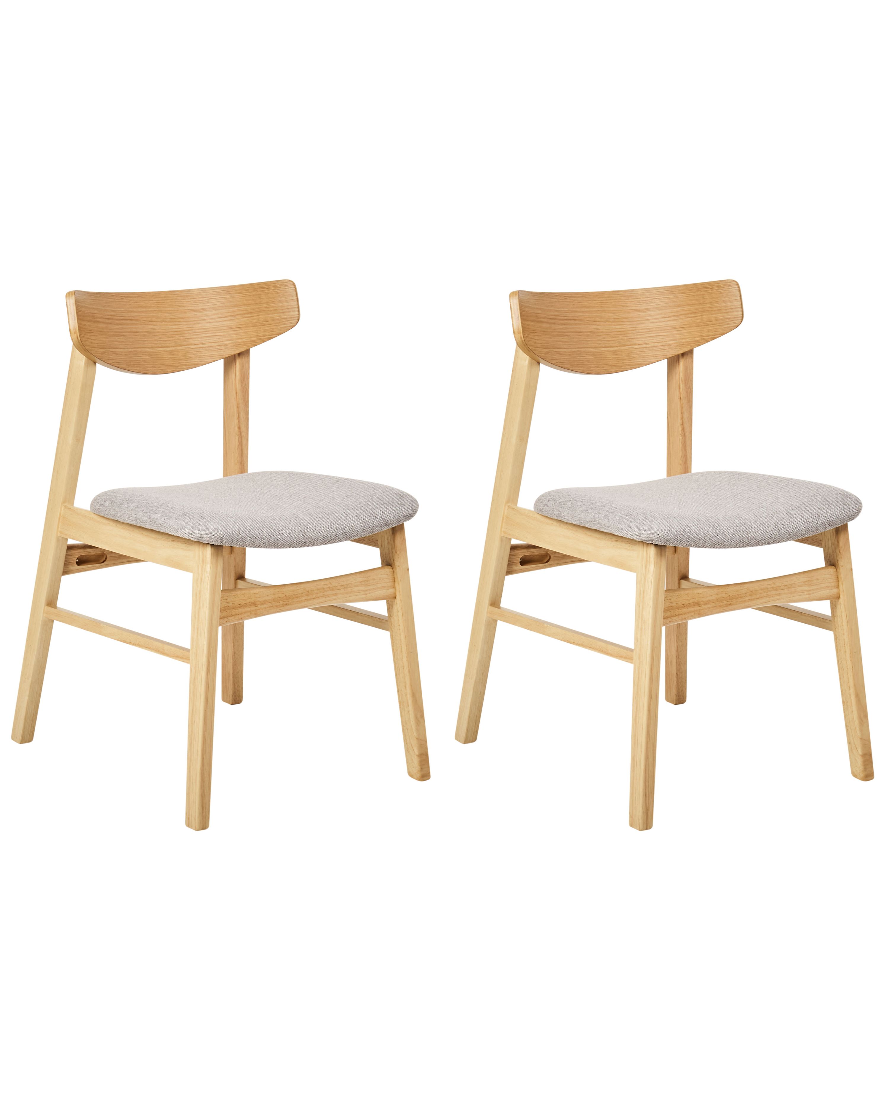Set of 2 Dining Chairs SMILEY Wood Light Brown/ Grey