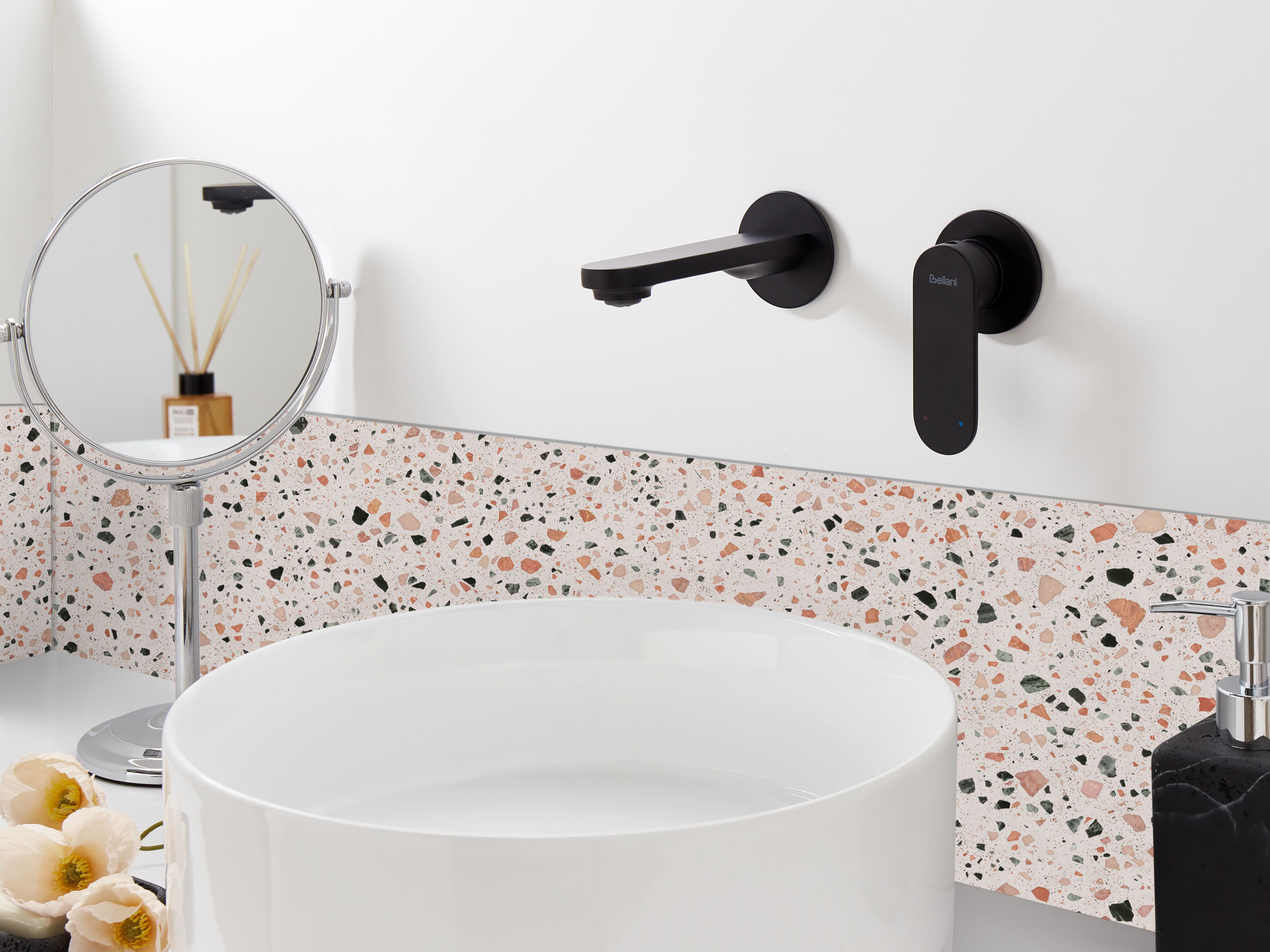 Wall Mounted Basin Mixer Tap GUATAVIA Brass Black