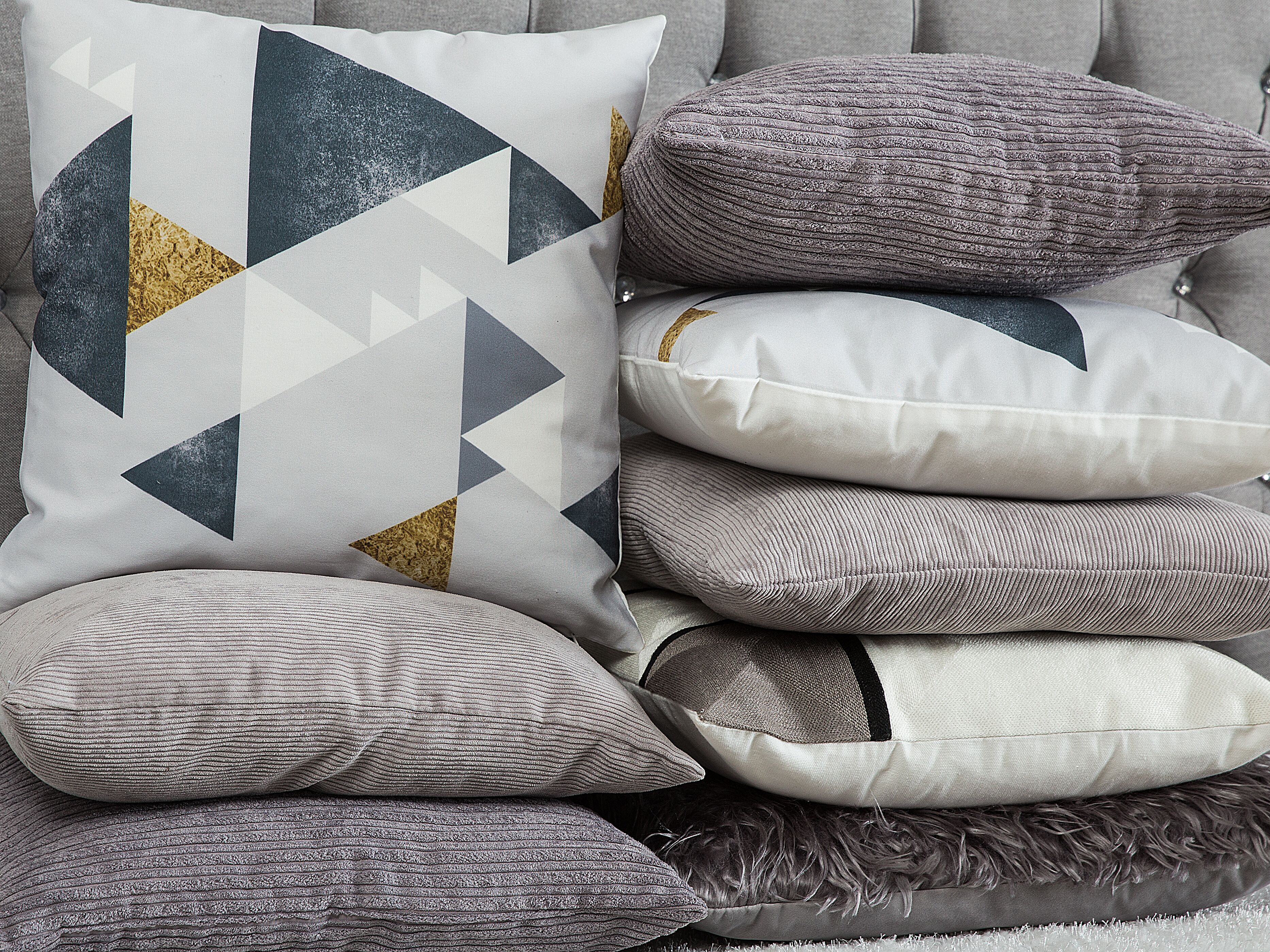 Set of 2 Decorative Cushions NOLANA 45 x 45 cm Grey Solid
