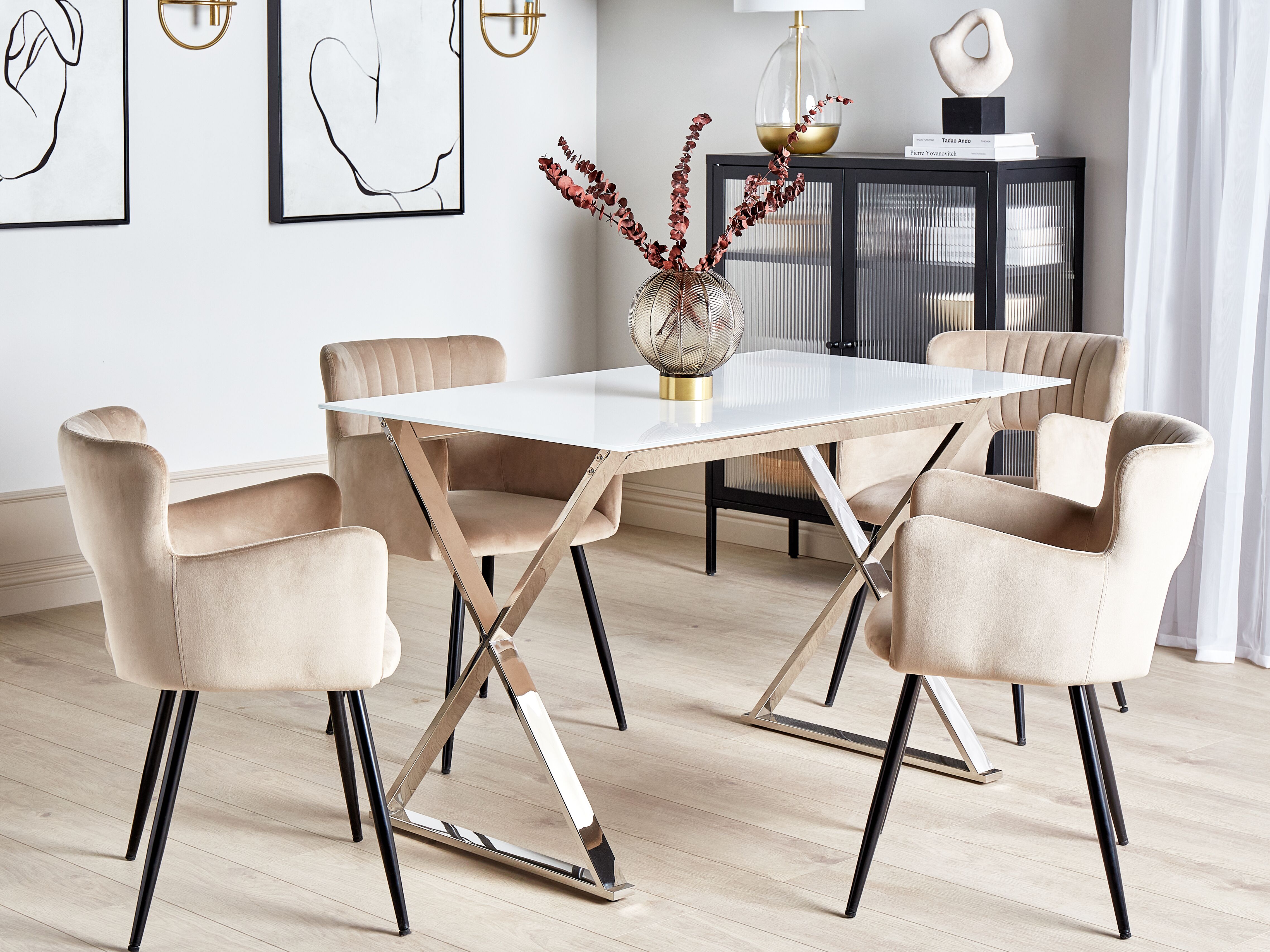 Dining Table ATTICA White 120 cm 70 cm Tempered Glass