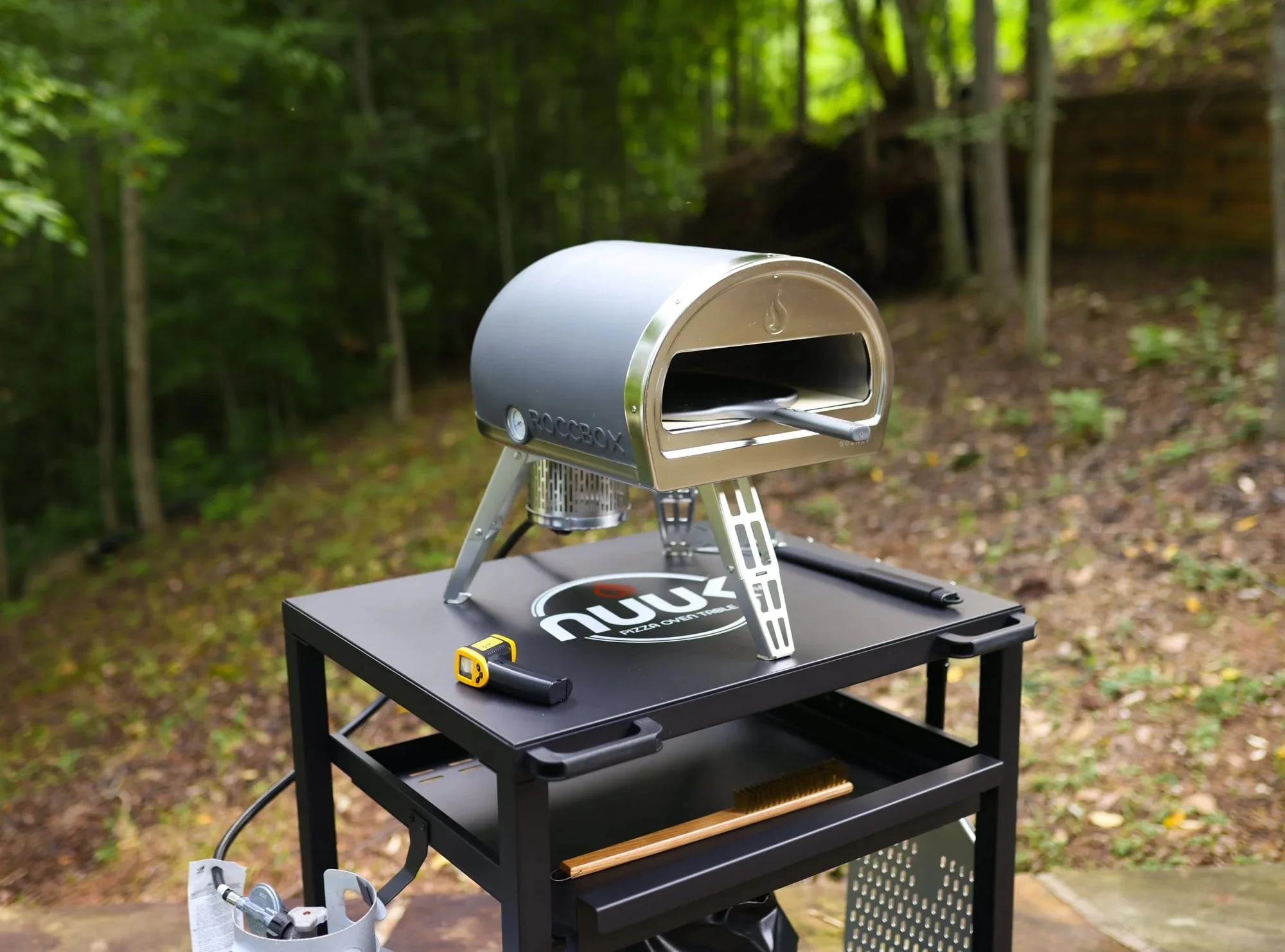 NUUK Three-Shelf Heavy Duty Rolling Outdoor Pizza Oven Table, 24 in x 30 in Steel - Image 5 NUUK Three-Shelf Heavy Duty Rolling Outdoor Pizza Oven Table, 24 in x 30 in Steel - Image 5