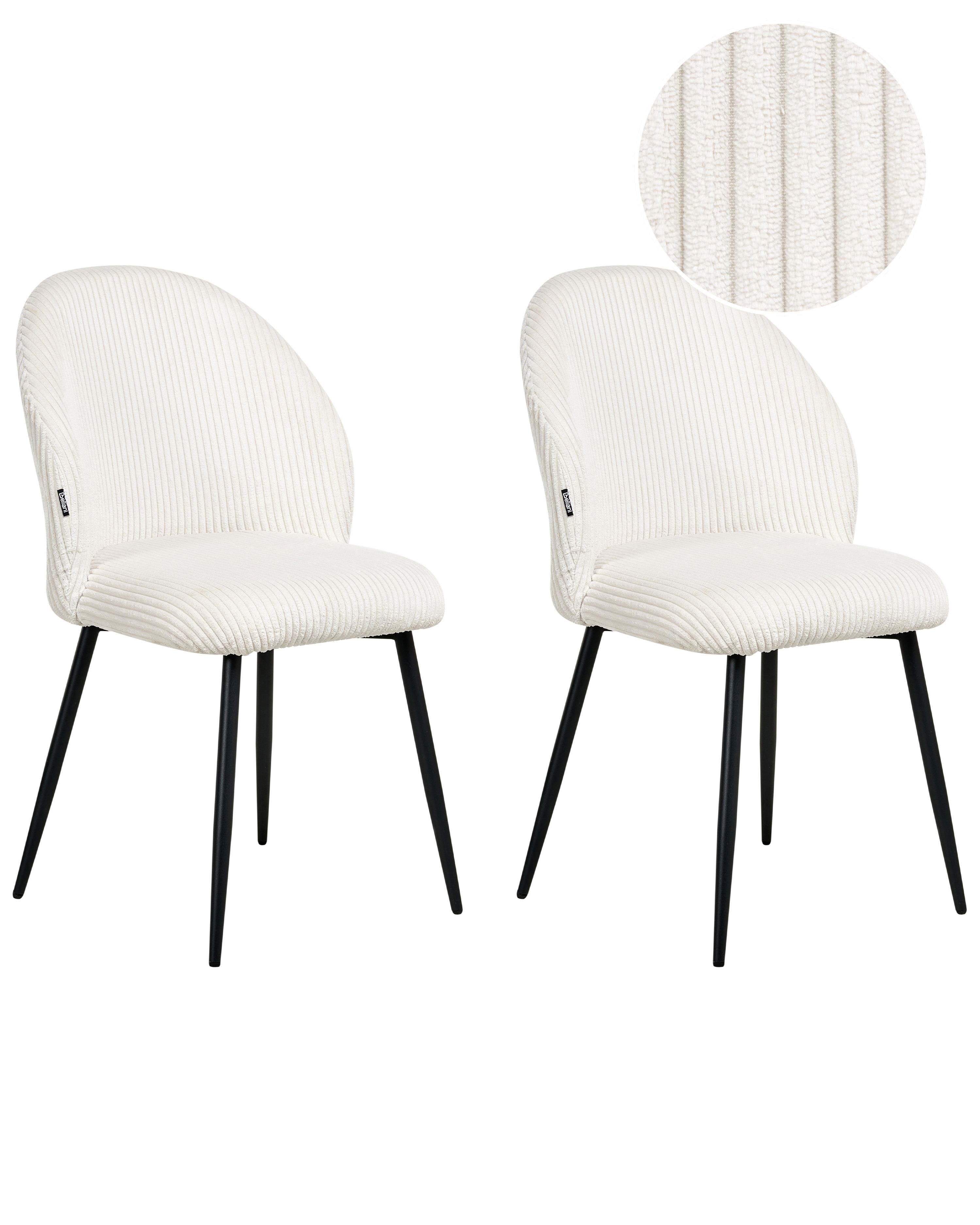 Set of 2 Dining Chairs ELOY Corduroy Off-White