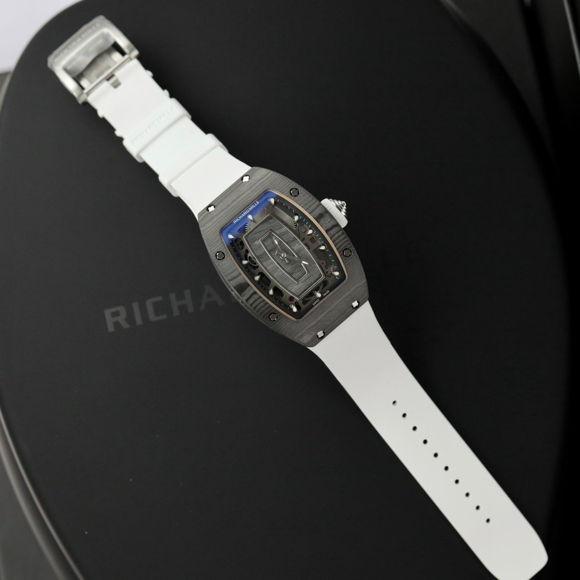 Richard Mille Replica 1:1 Watch RM07 Carbon White Rubber Strap Best Quality 36mm - Top club