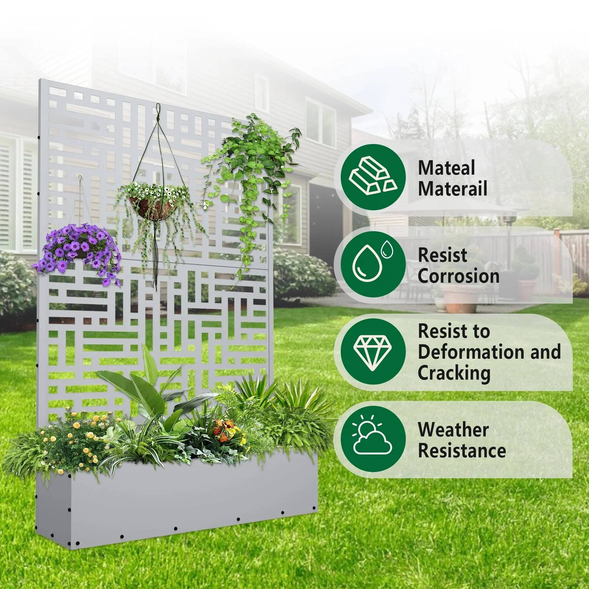 FOOWIN 71 in H Metal Trellis Planter Raised Garden Bed With Drainage Hole, Black - Image 15 FOOWIN 71 in H Metal Trellis Planter Raised Garden Bed With Drainage Hole, Black - Image 15