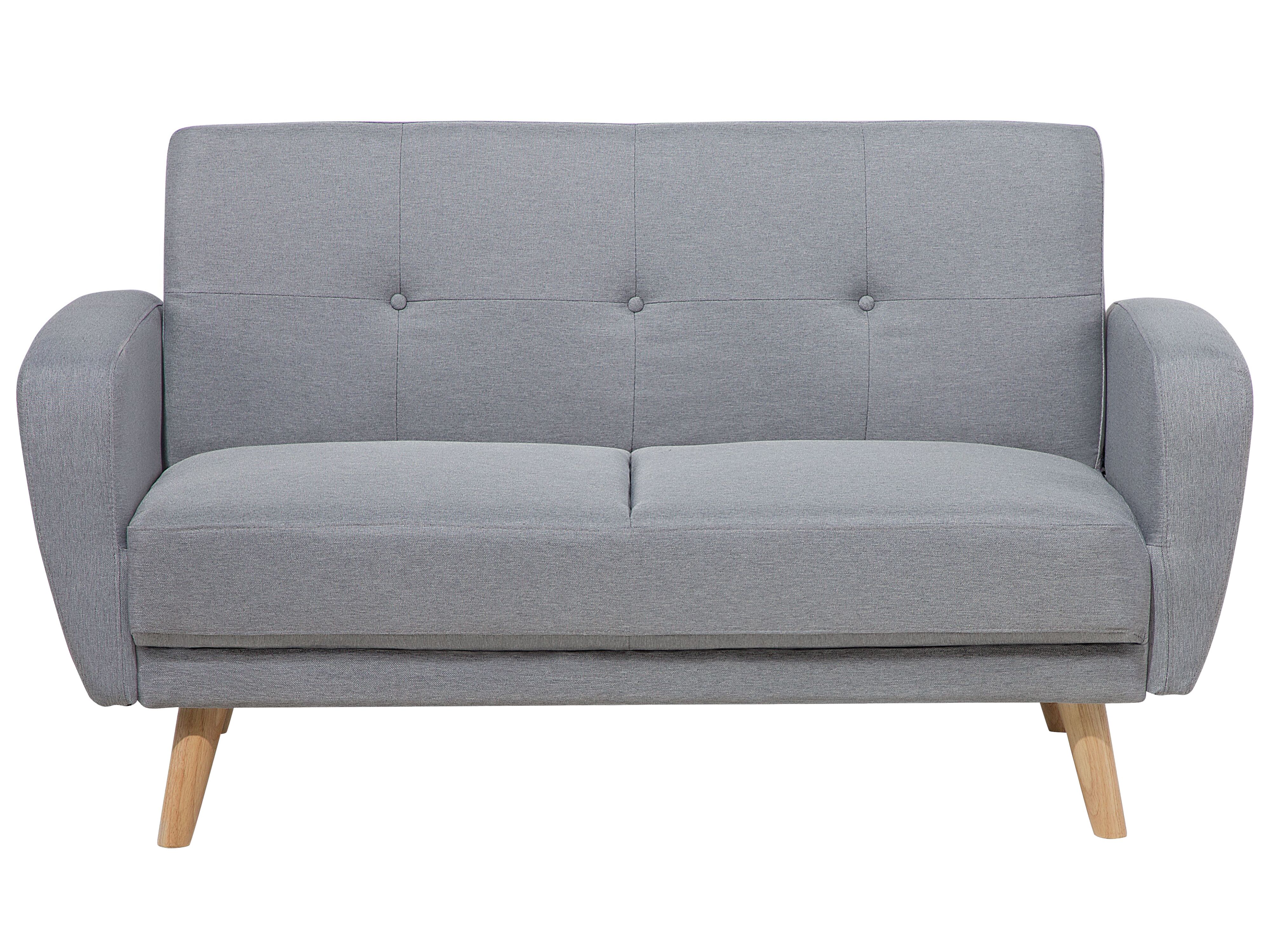 Sofa Bed 2 Seater FLORLI Fabric Light Grey