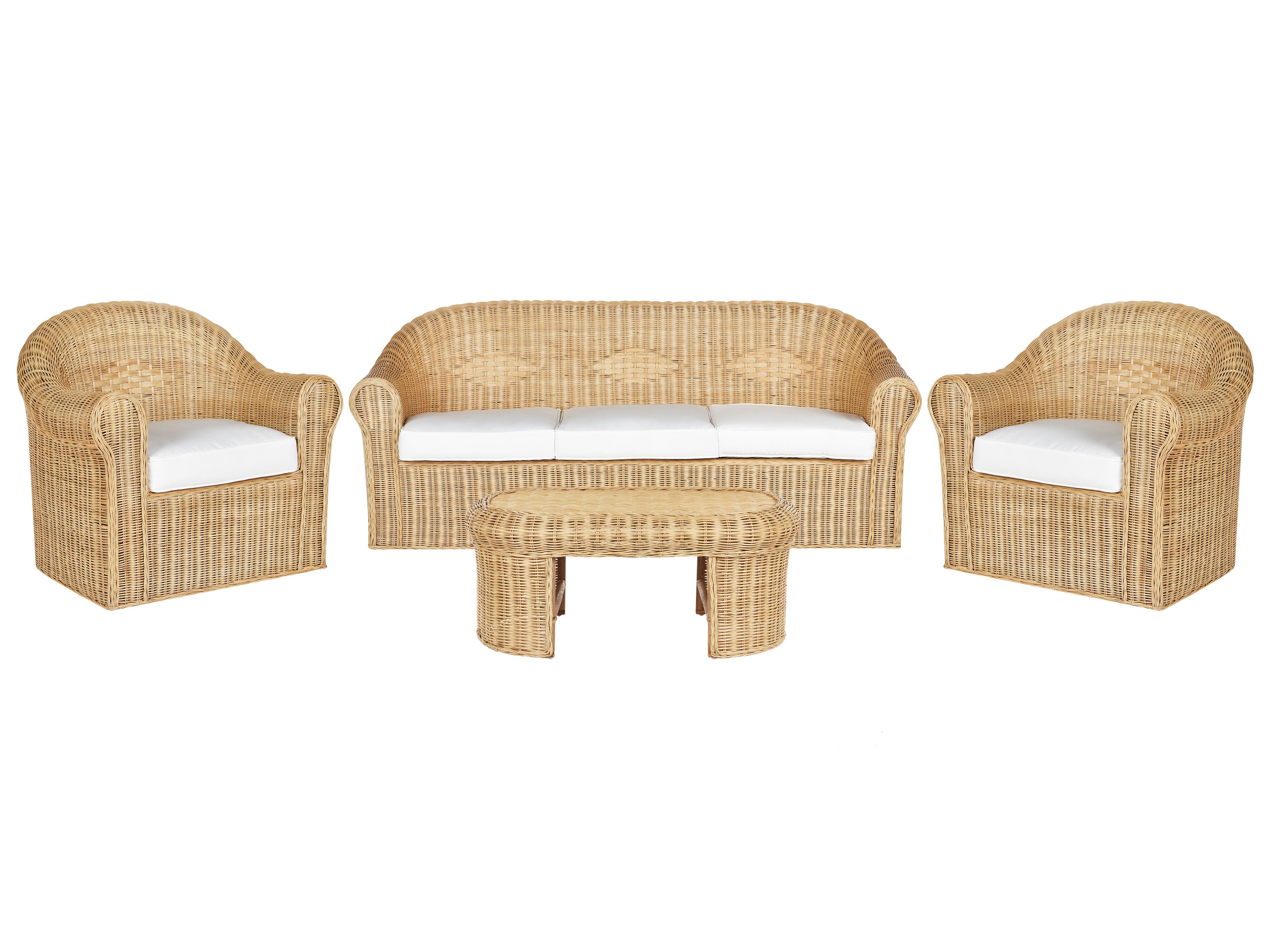 Garden Lounge Set with Table 5 Seater LIVADEIA Rattan Natural