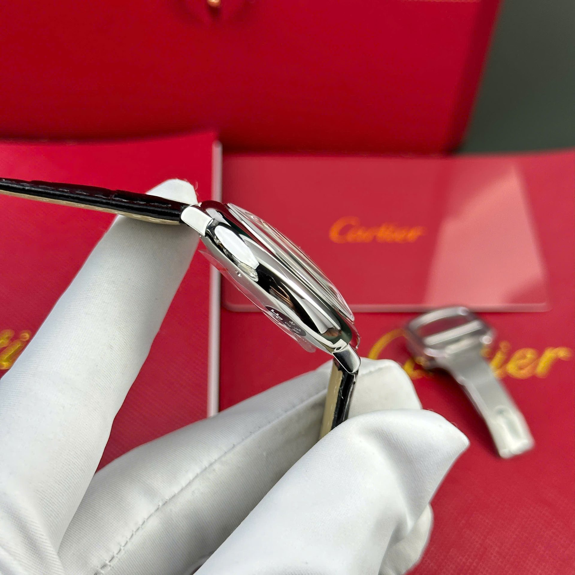 Cartier Ballon Bleu Replica 11 Watch White Dial Leather Strap AF Factory 36mm - Top club