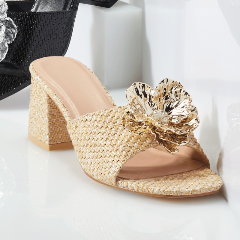 Woven 3-D Floral Slide - MIDNIGHT VELVET CATALOG