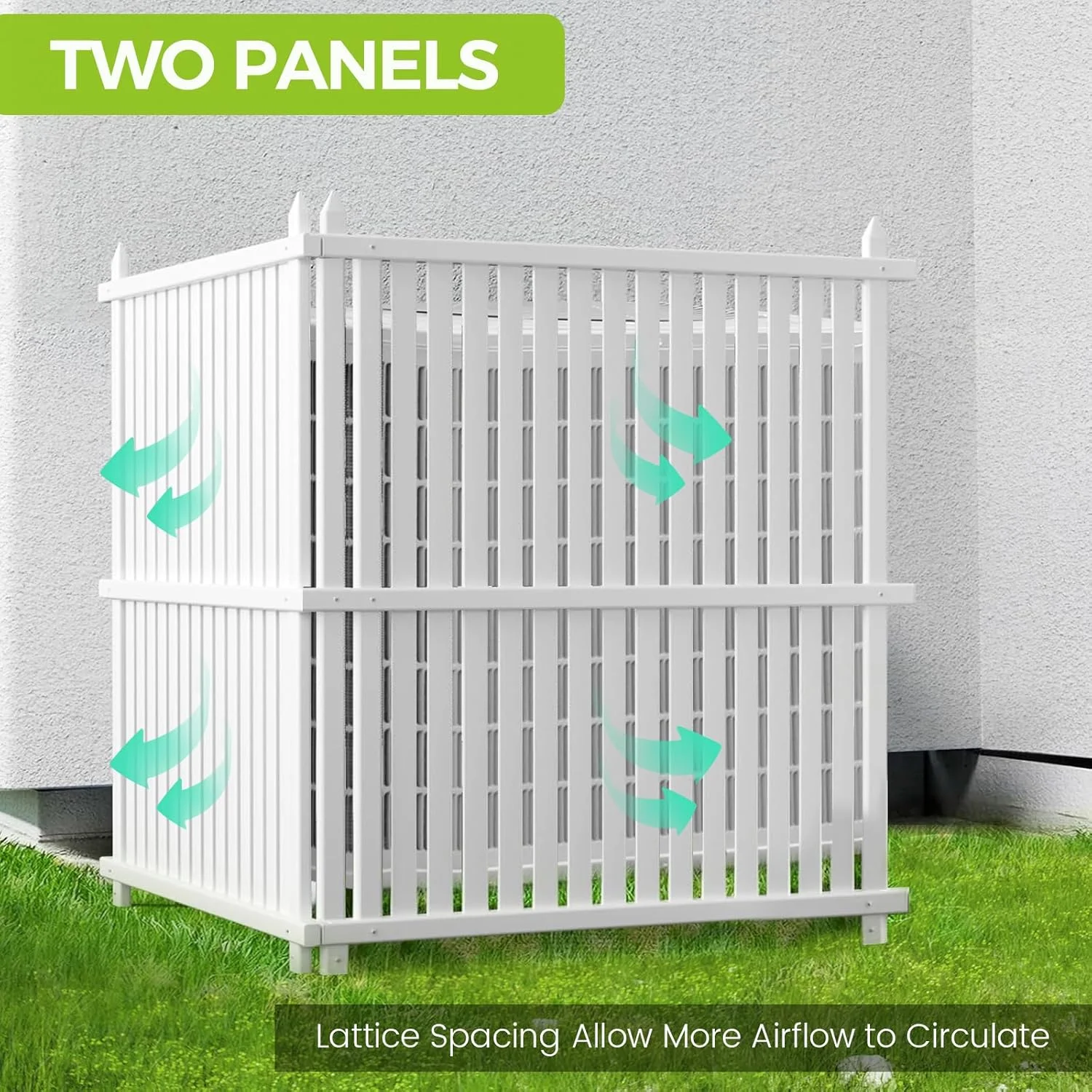 36"W X 45"H Outdoor Privacy Screen, Vinyl Air Conditioner Fence with Metal Stake, No Dig Trash Can Enclosure for Outside- 2 PVC Panels, White, Vertical - Image 21
