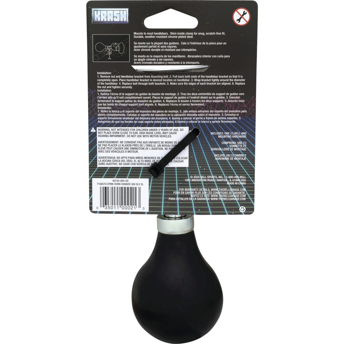 Bell Sports Chrome-Plated Steel Bugle Bicycle Horn