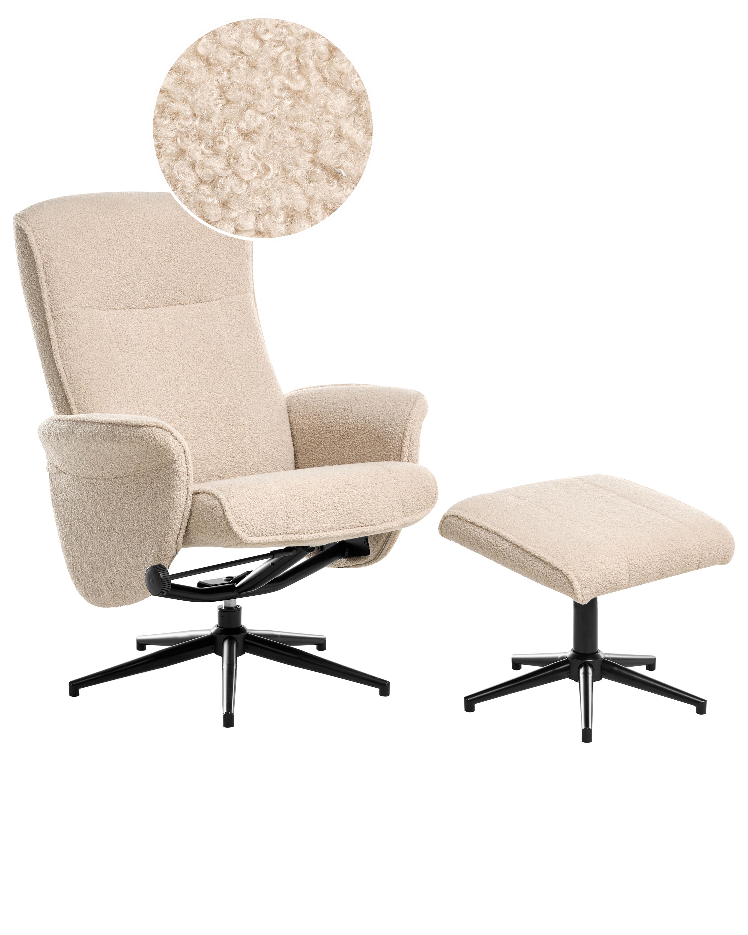 Recliner Chair JAPET Boucle Beige