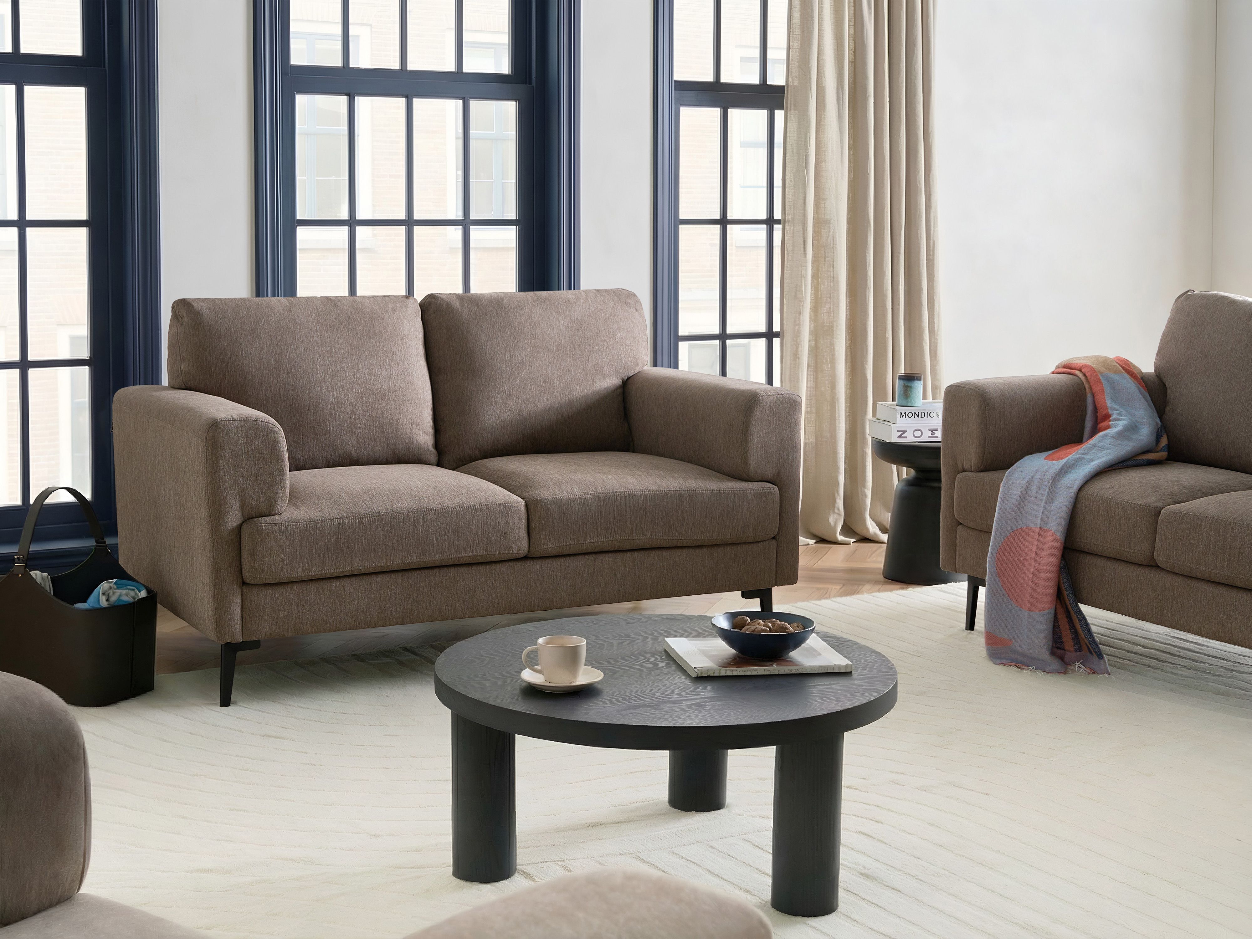 Sofa 2 Seater LOUSTO Fabric Brown