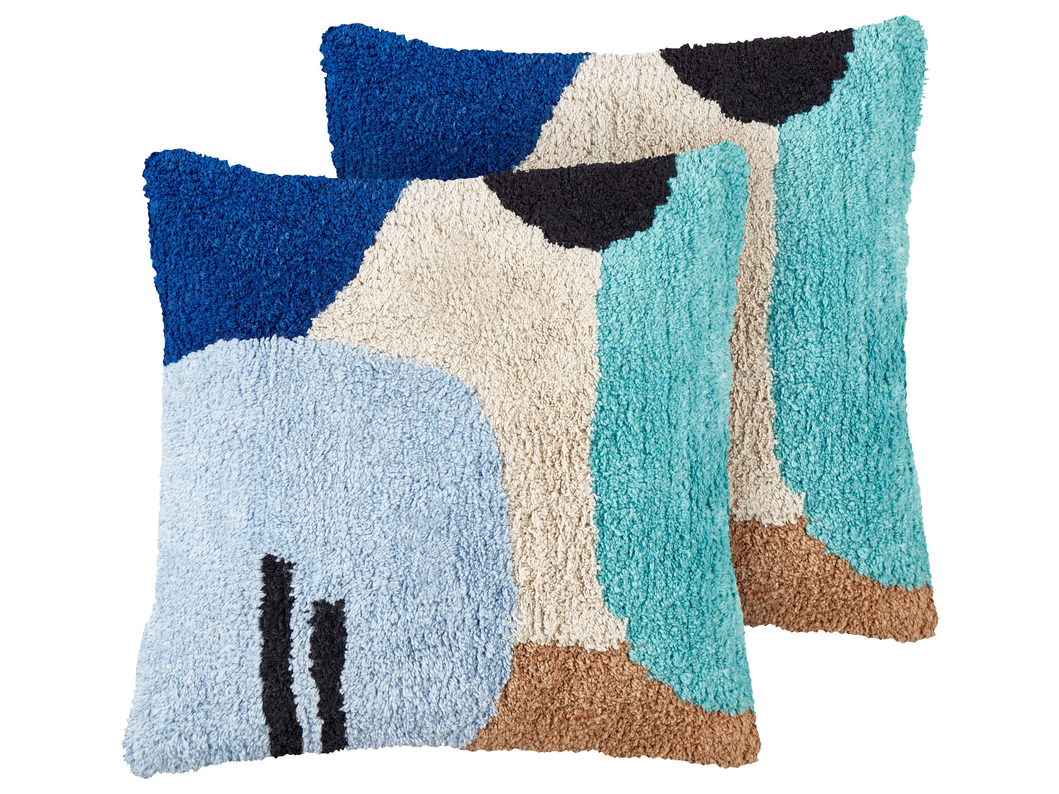 Set of 2 Decorative Cushions DAHLIA Cotton 45 x 45 cm Multicolour Geometric Pattern