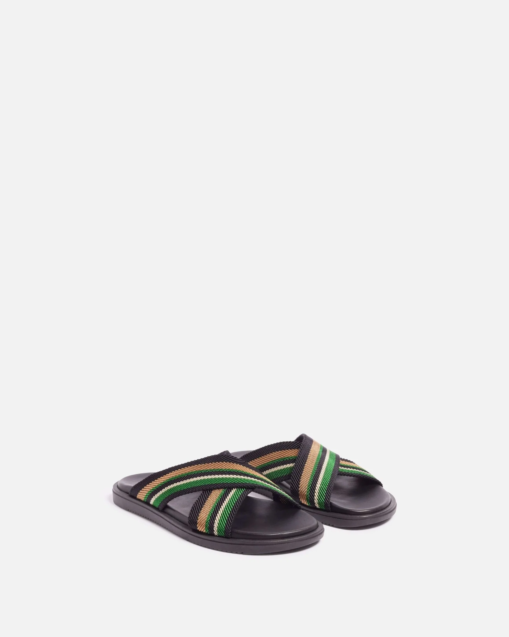 SANDALES NILS - En cuir vert noir