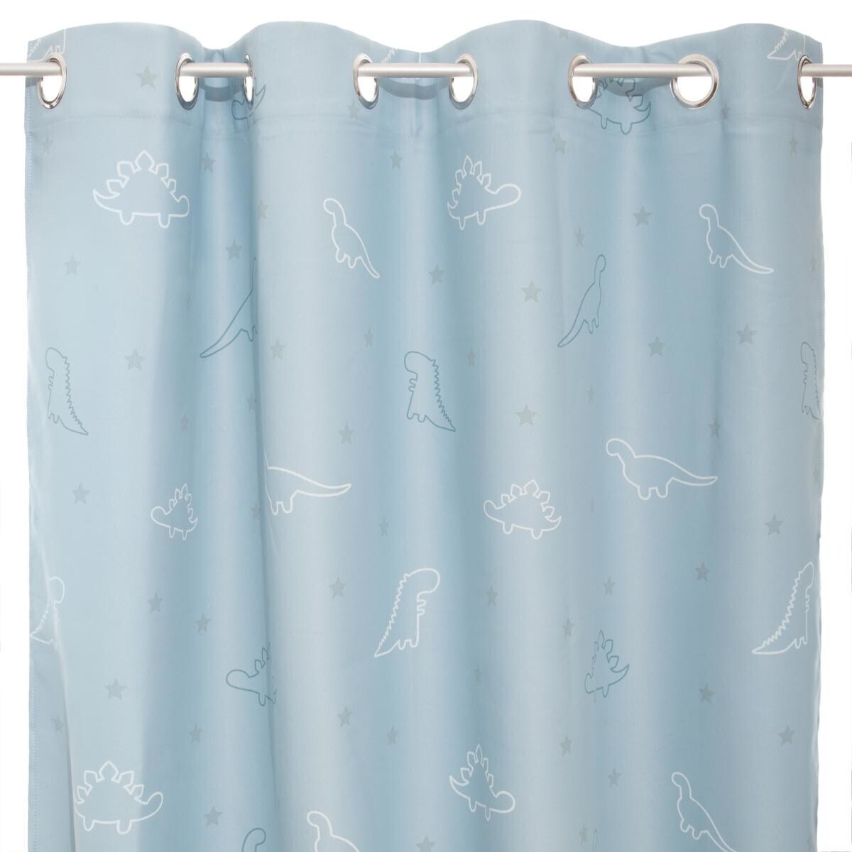 Kids blackout curtain "Dinosaur" Light blue, 140x250 cm