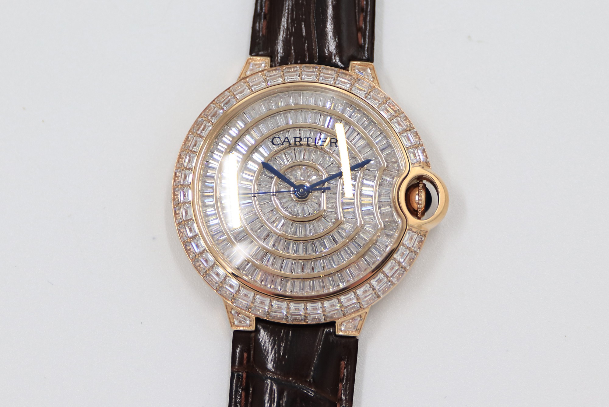 Cartier Blue Balloon Square Diamonds Full Sky Watch-Rose Gold-Leather-42mm(1:1 replica) - Top club