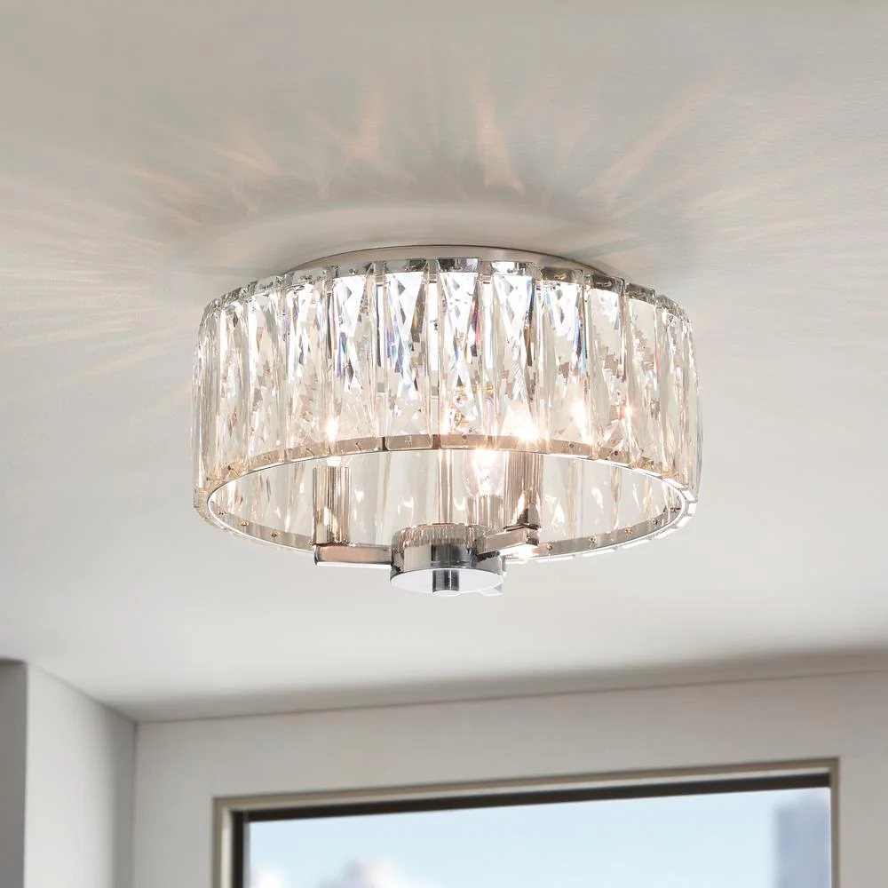 Home Decorators 3-Light Chrome Flush Mount 34762-HBU - New