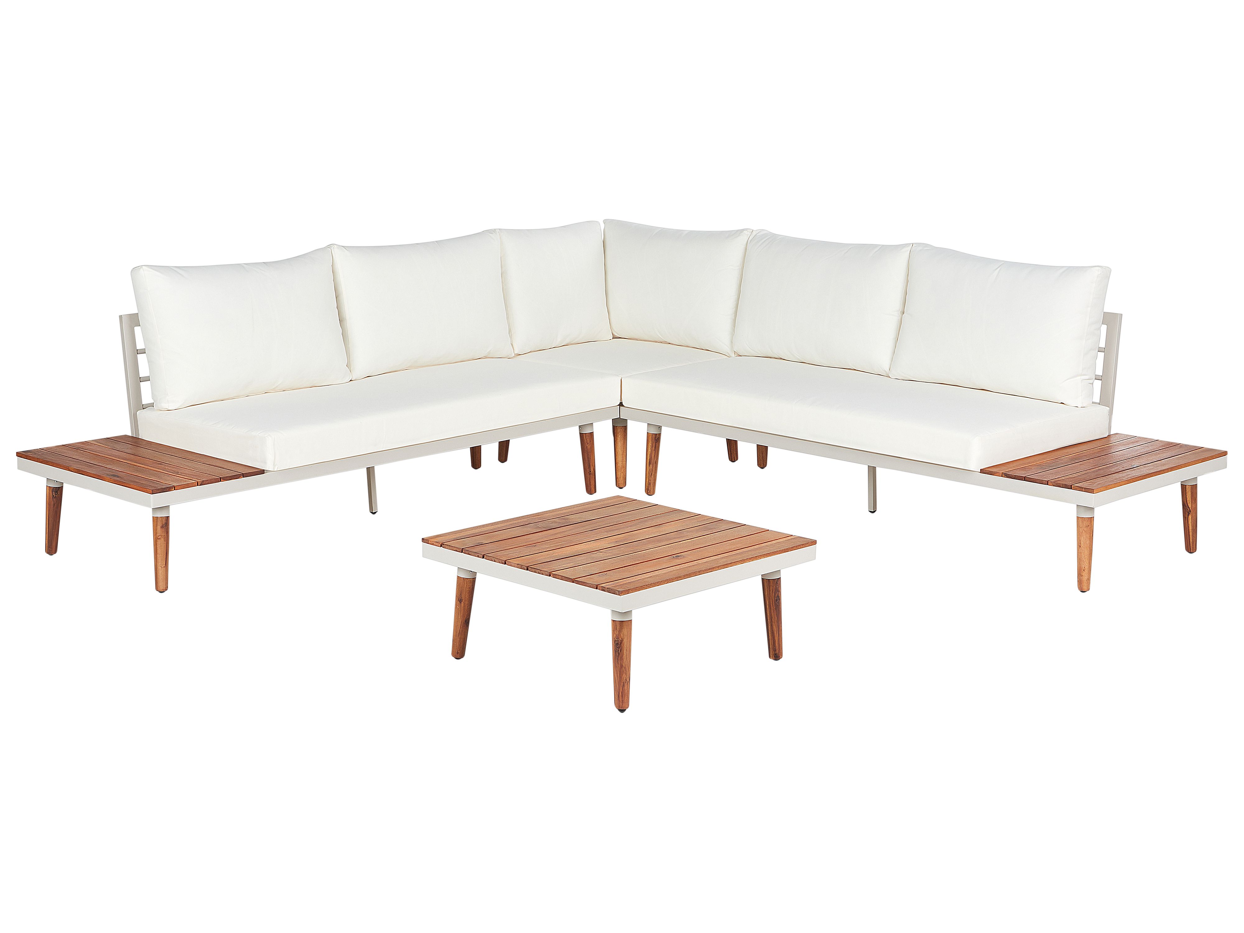 Garden Corner Sofa with Table 5 Seater CORATO Acacia Wood Off-White