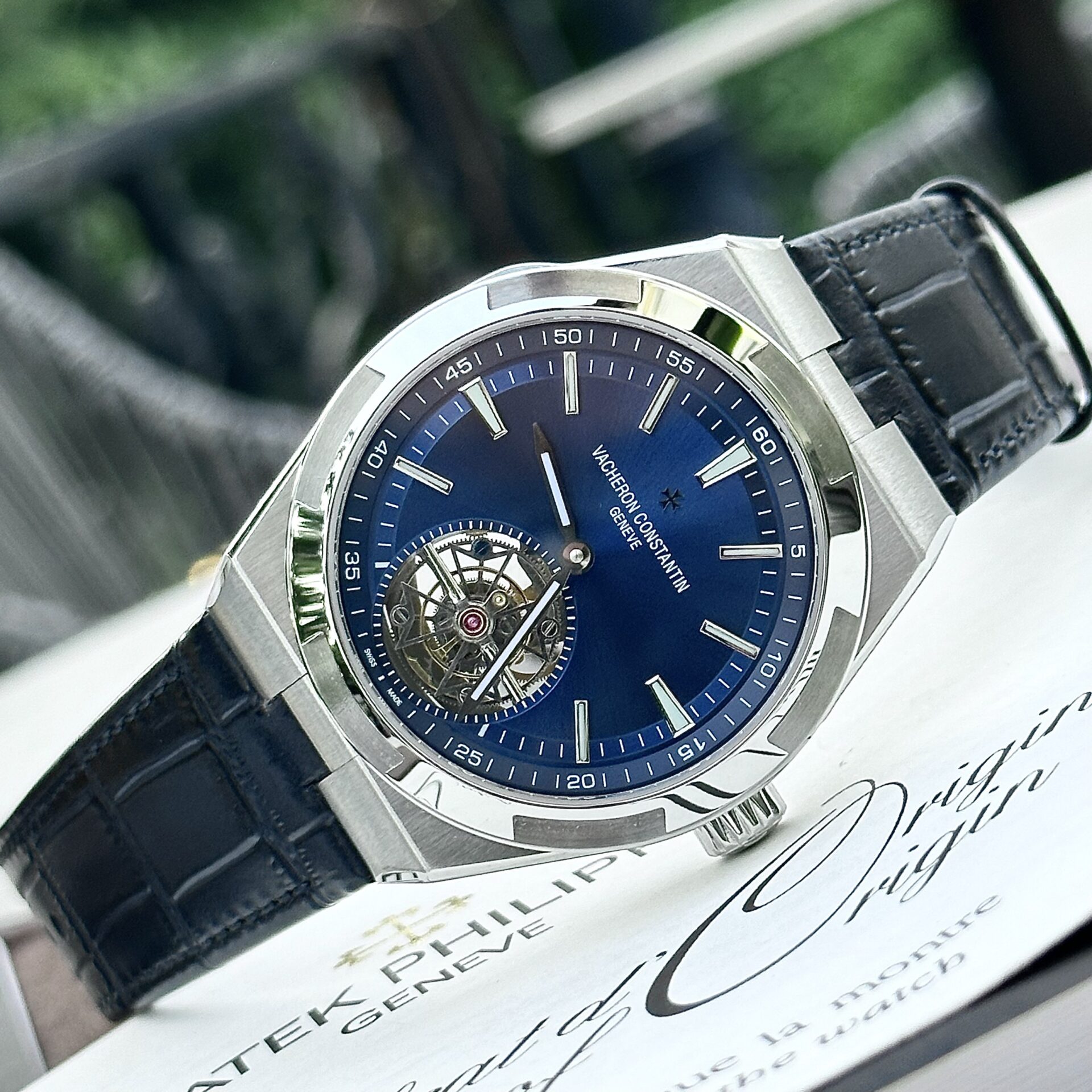 Vacheron Constantin Overseas Best Replica Watch Tourbillon 6000V Leather Strap BBR 42.5mm - Elite Watch Atelier