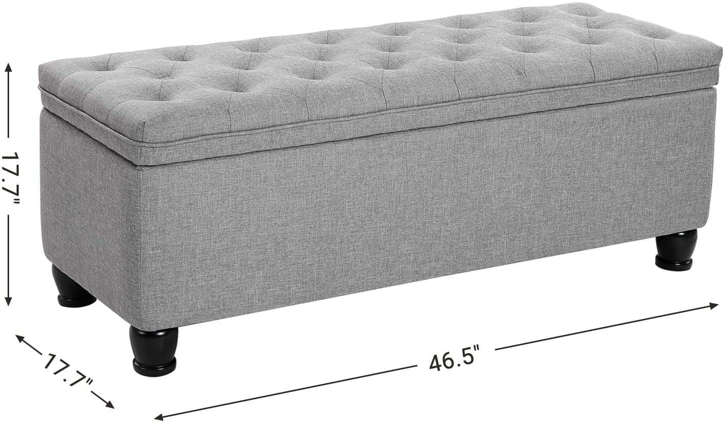SONGMICS 46.5" Storage Ottoman Bench Storage Bench Bedroom Bench 330lb Load Capacity Solid Wood Legs Light Gray - Image 10
