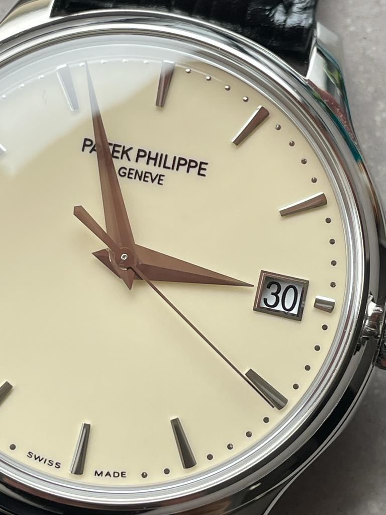Replica PATEK PHILIPPE Calatrava ZF 5298p Date off White Dial SS bezel ZF factory - Top club