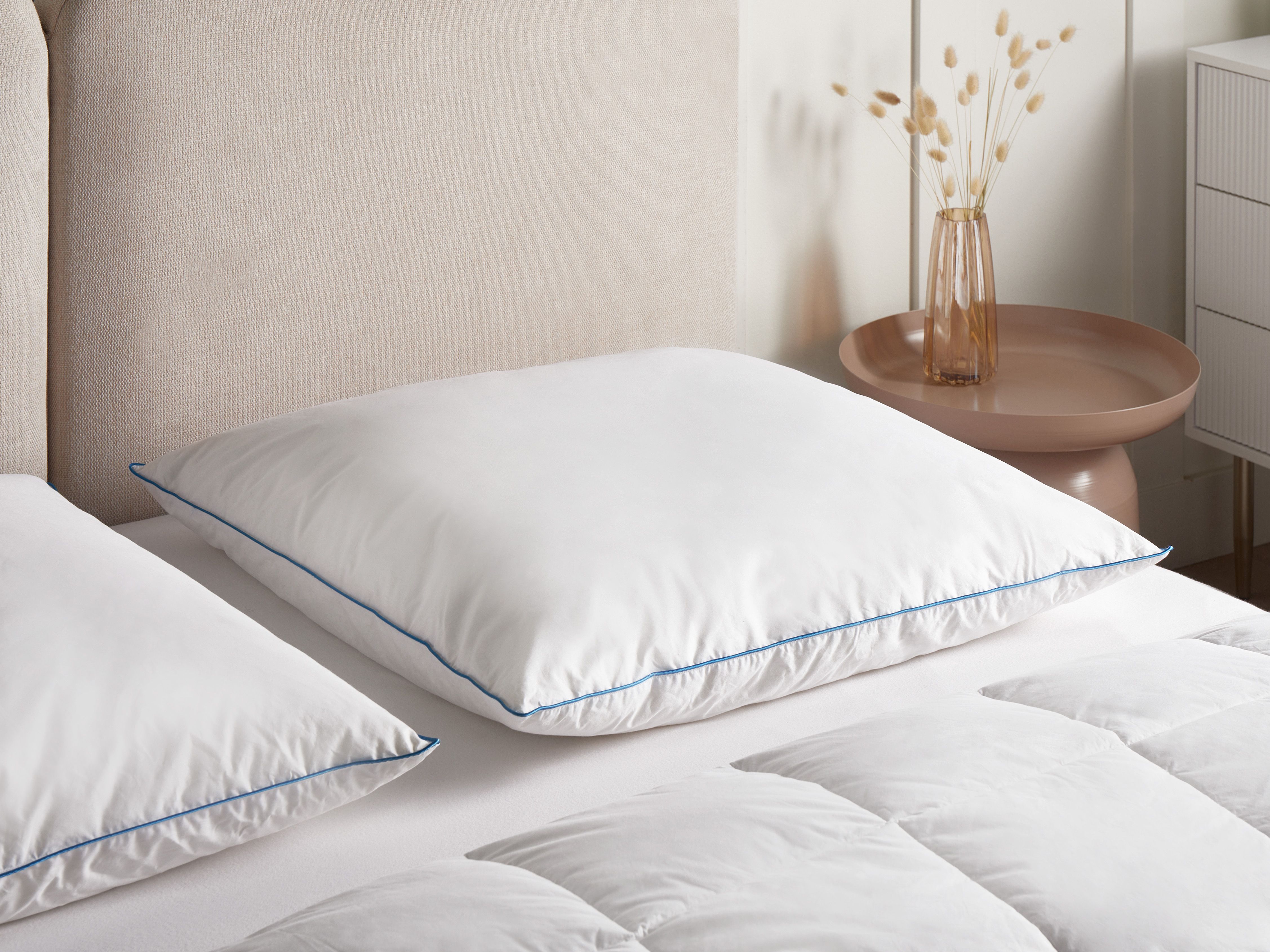 Bed Pillow ANETO High Duck Feathers and Down 80 x 80 cm White