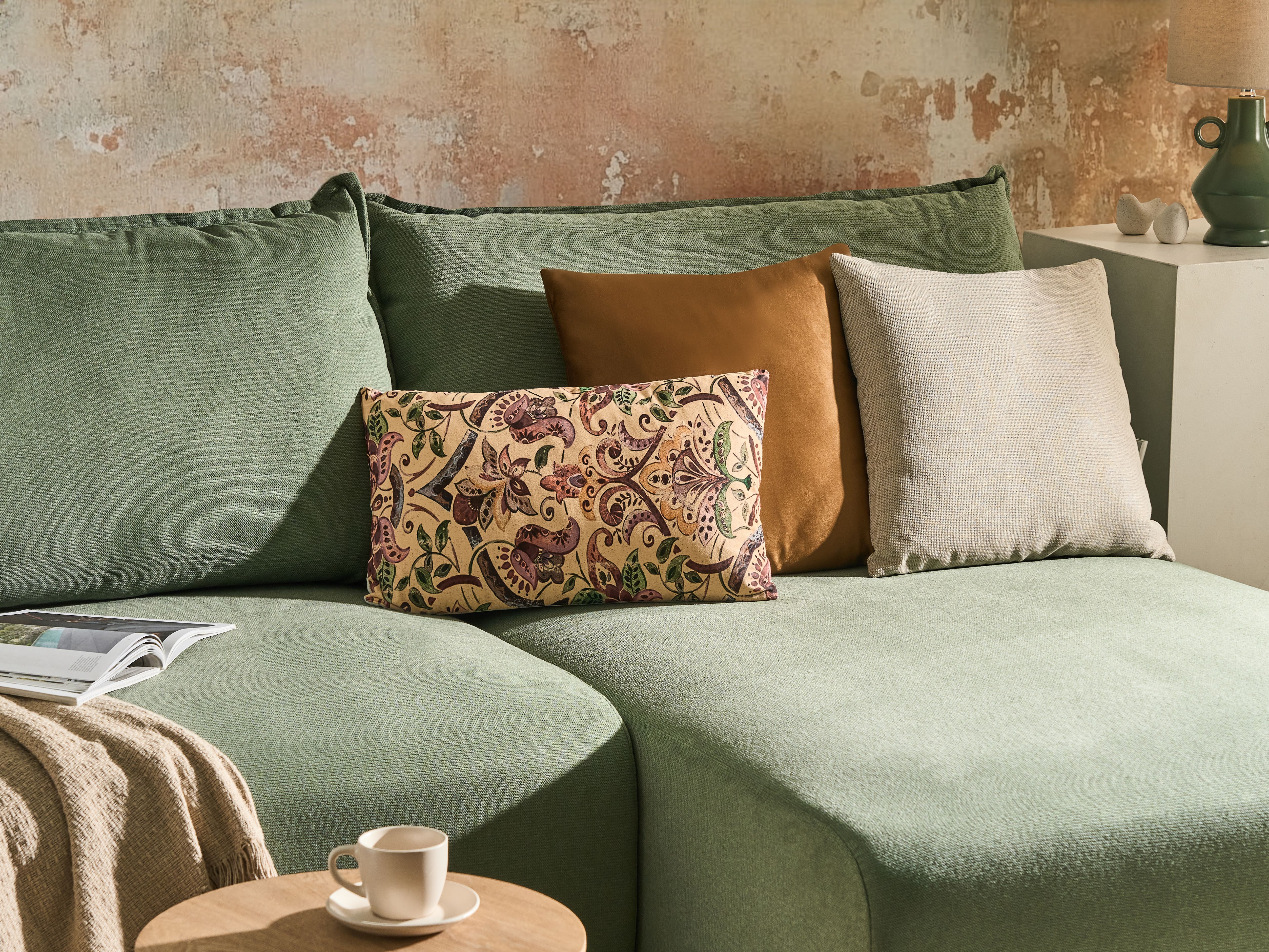 Set of 3 Decorative Cushions DYERA Cotton 30 x 50 cm 45 x 45 cm Multicolour Floral Pattern