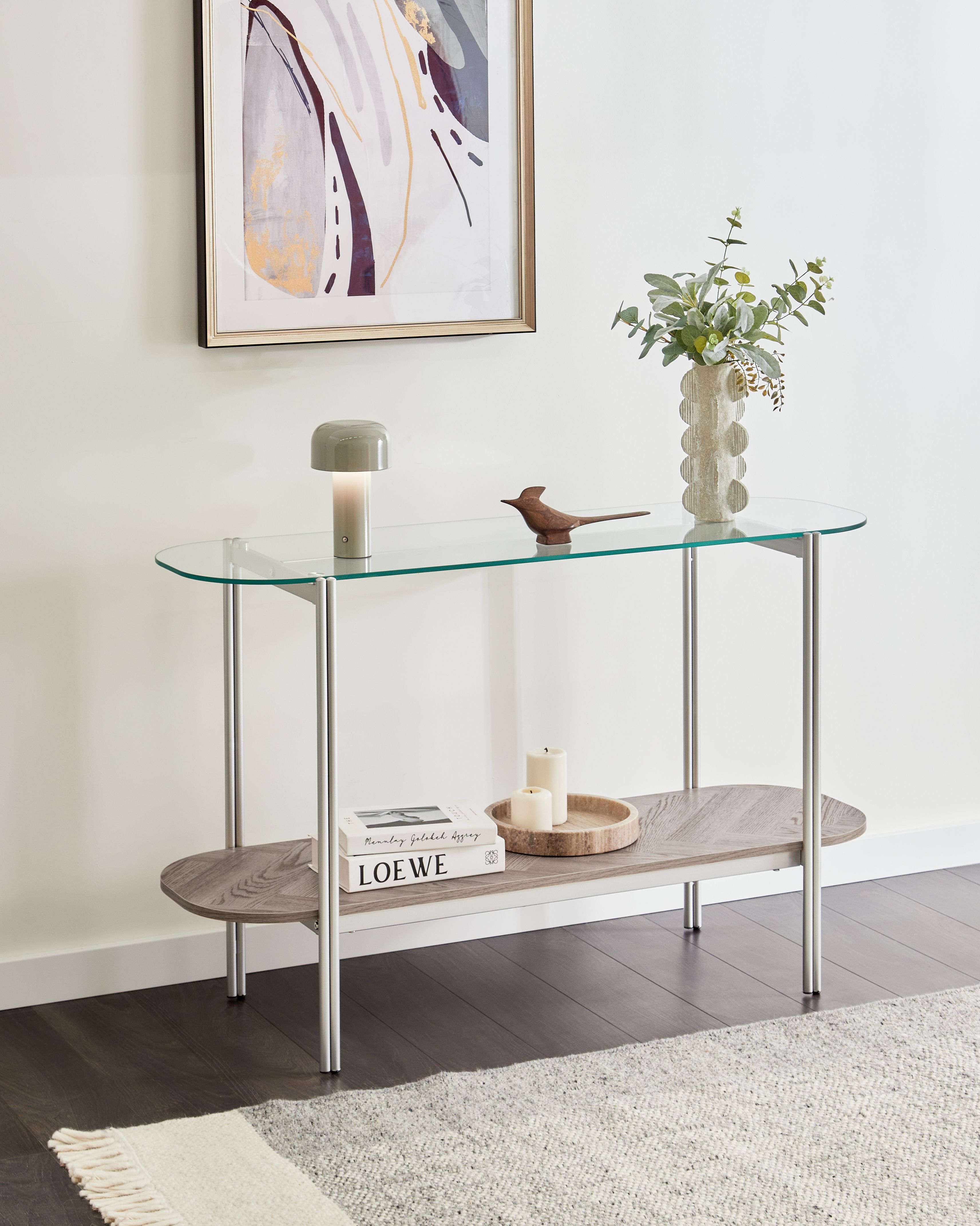 Console Table LOVELL Tempered Glass Silver