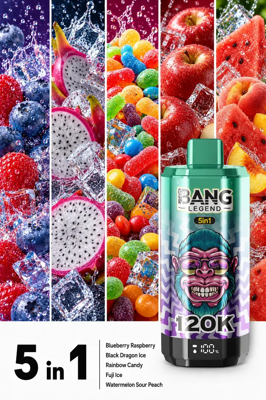Borówka-Malina Black Dragon Ice Rainbow Candy Fuji Ice Arbuz-Kwaśna Brzoskwinia