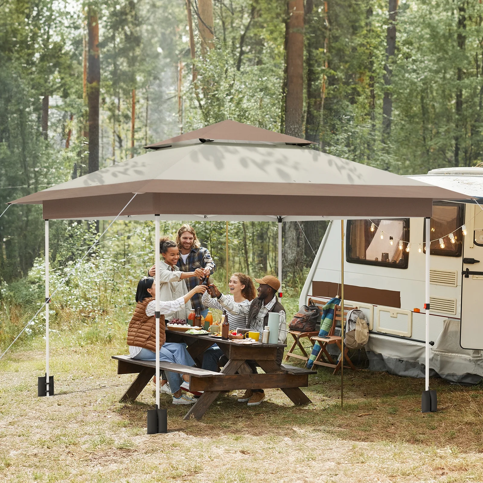 Pirecart 12' x 12' Pop-up Canopy Tent Waterproof Outdoor Gazebo Shelter with Wheeled Bag, Instand Canopy , White - Image 43