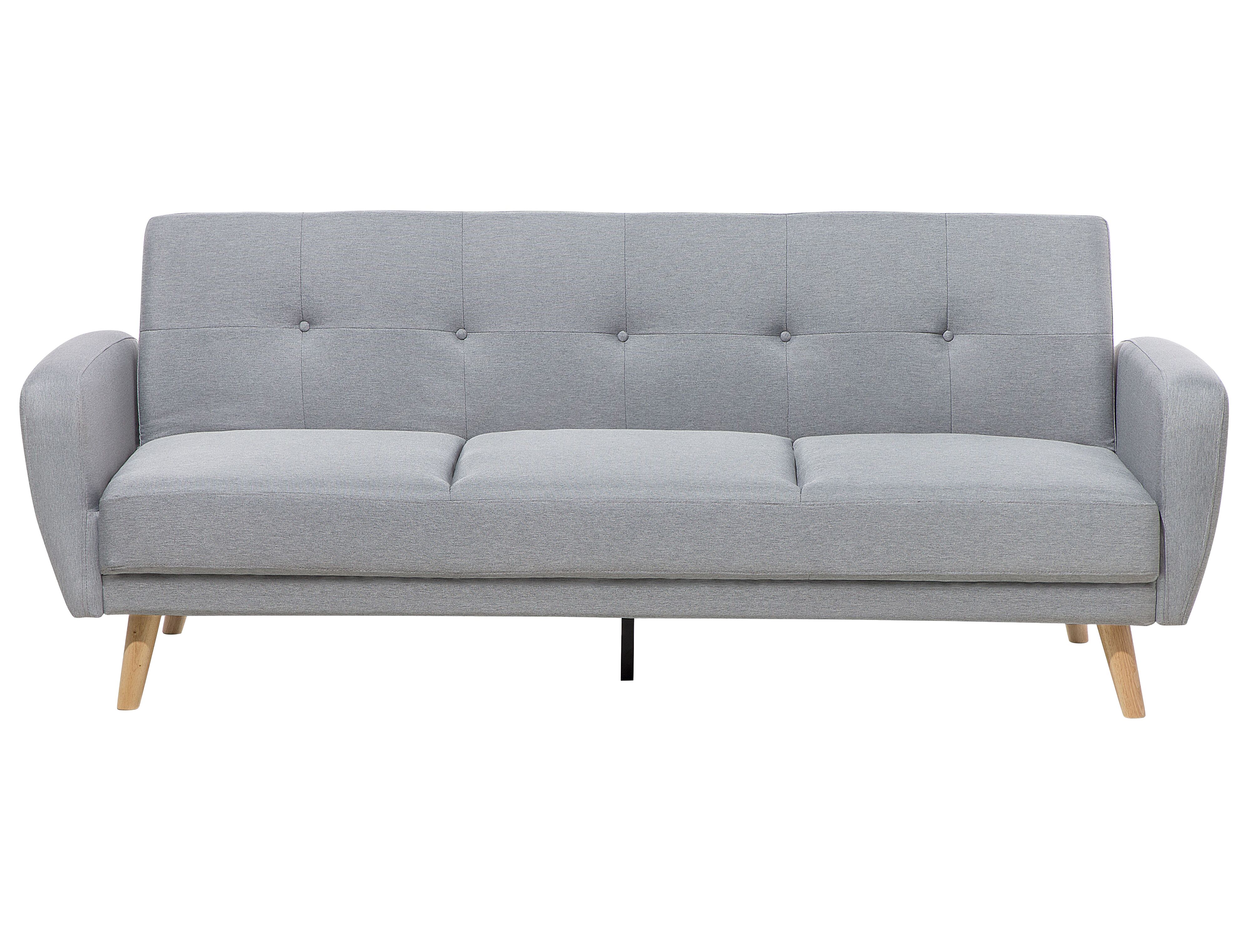 Sofa Bed 3 Seater FLORLI Fabric Light Grey