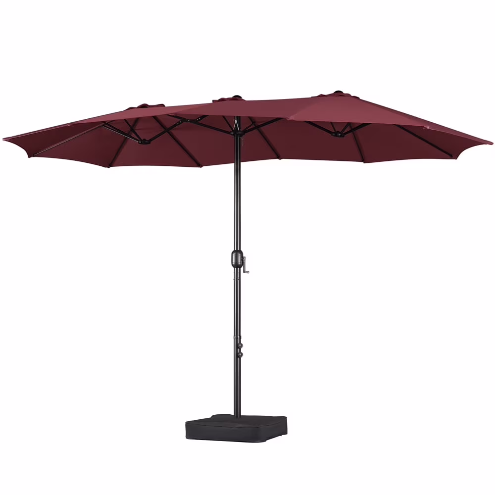 Topeakmart 13ft Patio Parasol Canopy with Crank, Tan - Image 3