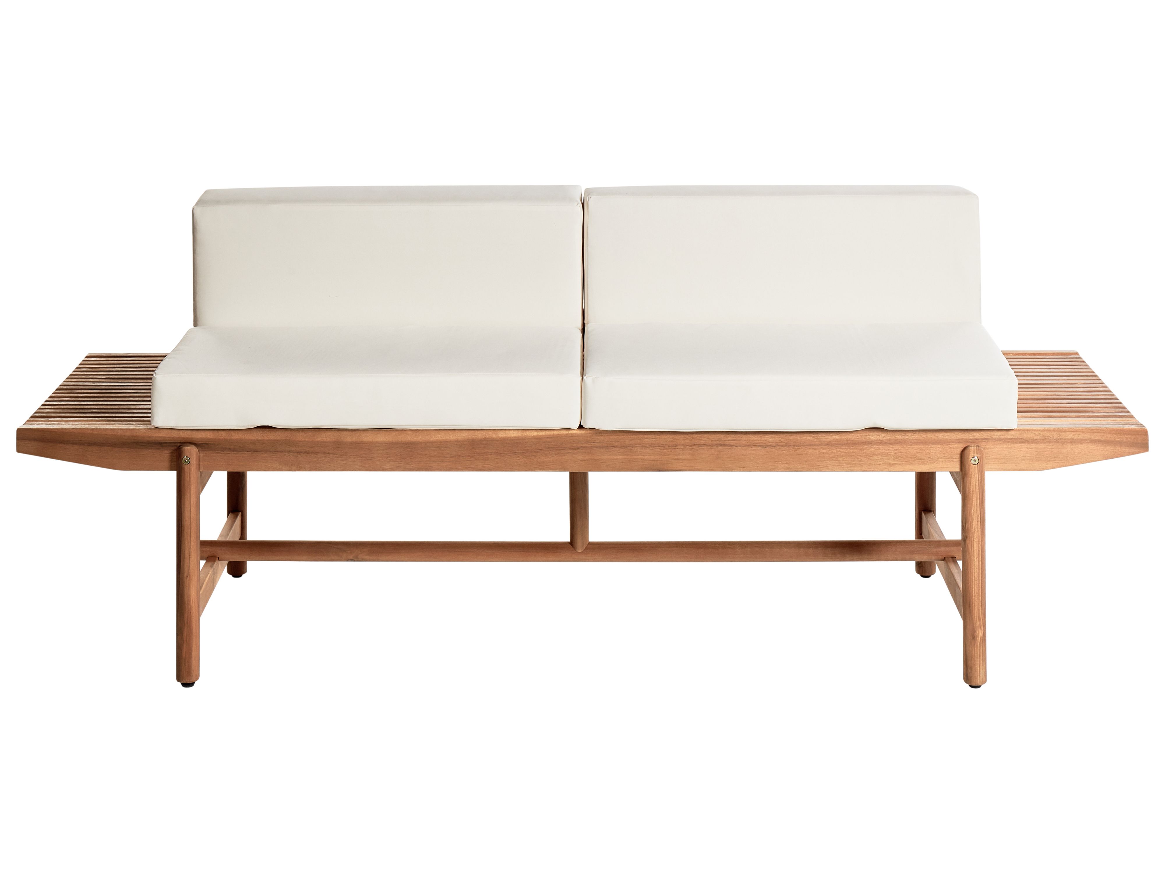 Garden Bench with Cushion GIAVENO 210 cm Acacia Wood Off-White
