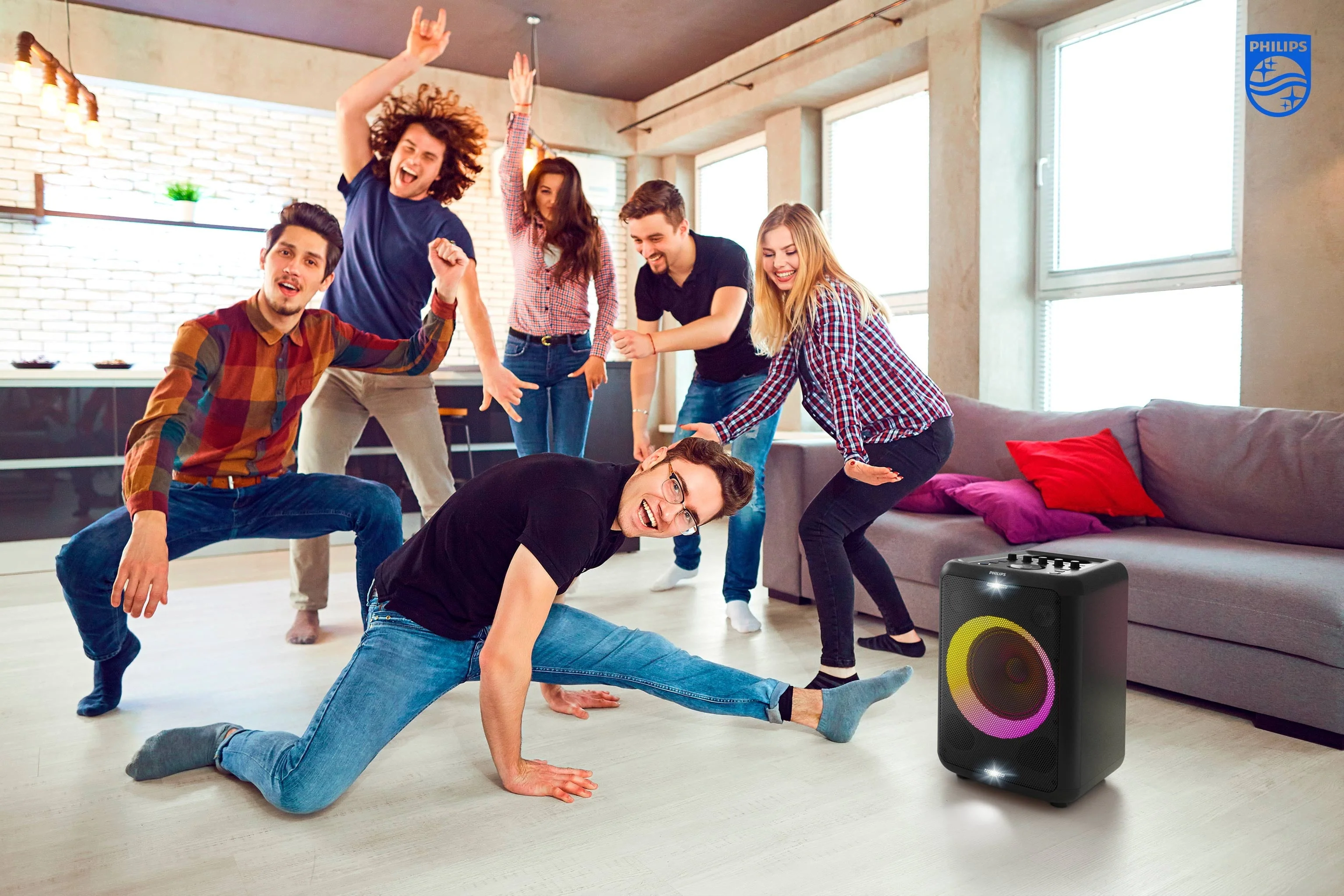 Philips X3206 Portable Bluetooth Party Speaker with Party Lights and Built-in Carry Handle, Medium Size, Black, TAX3206 - Image 6