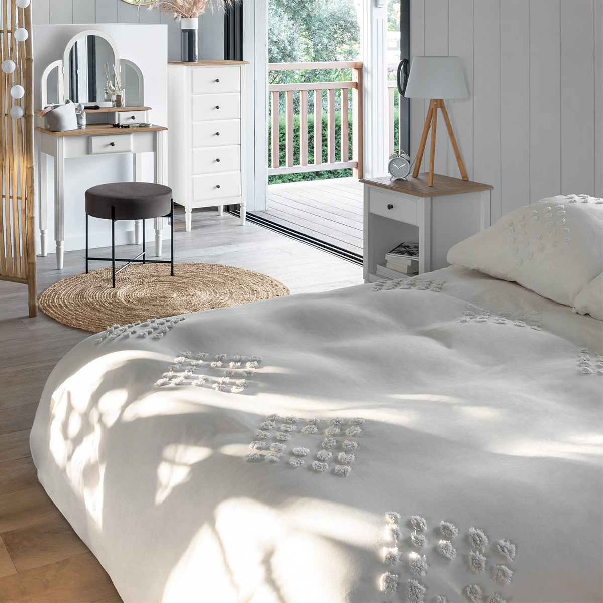 Bed linen set "Vilma" Ivory white, 240x220 cm